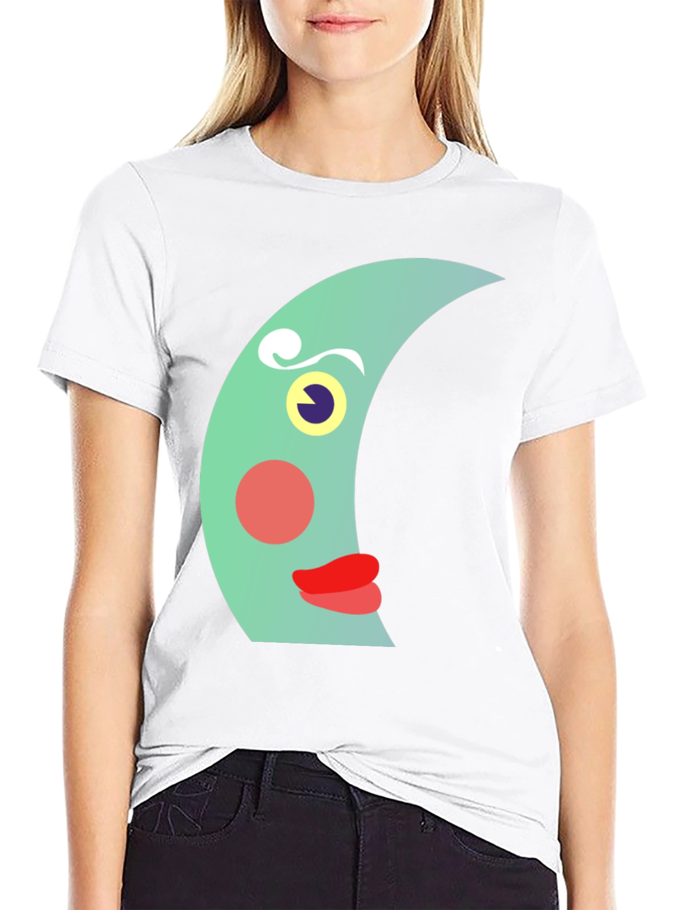 Whimsical Moon Face Graphic Tee