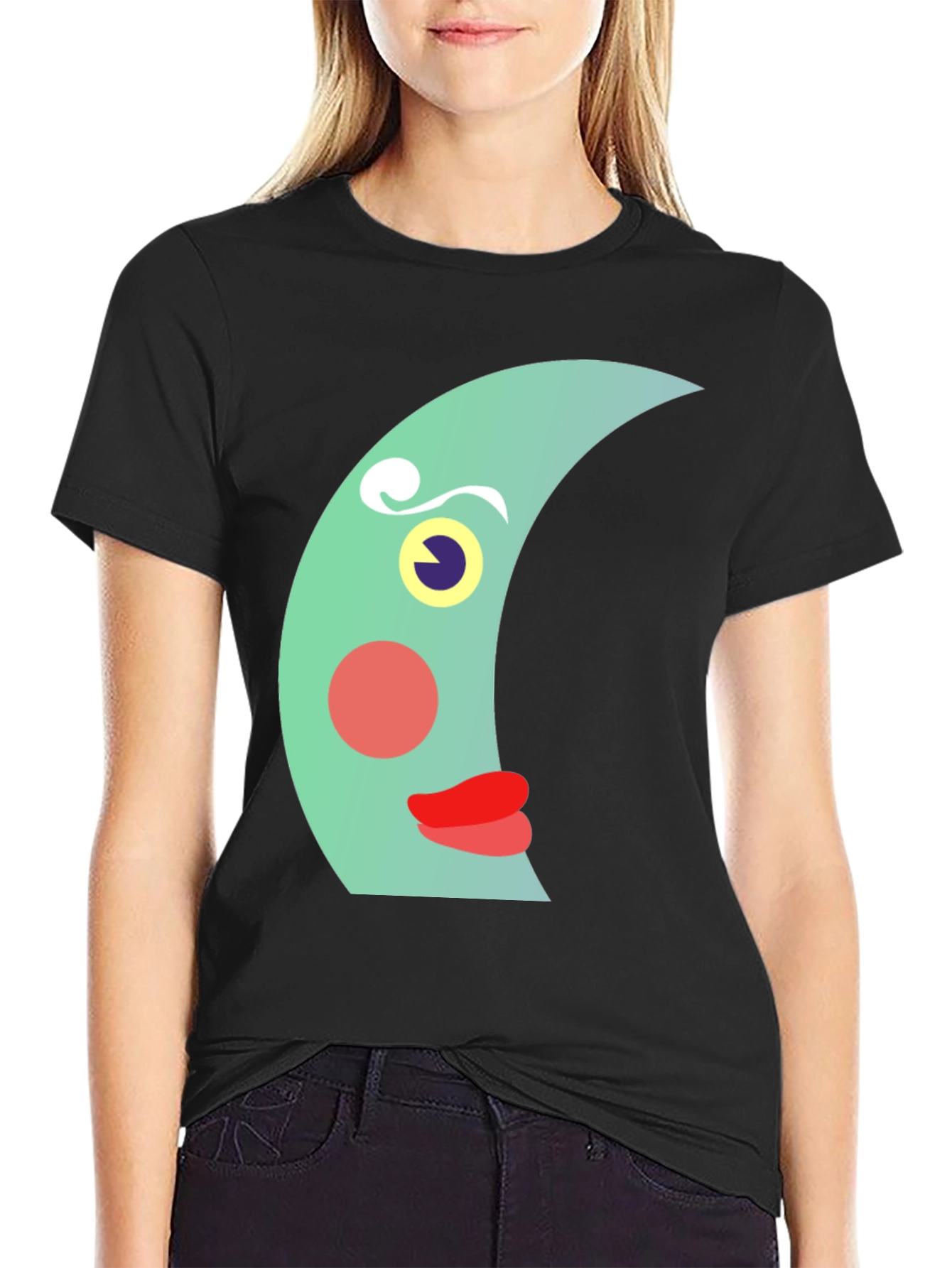 Whimsical Moon Face Graphic Tee