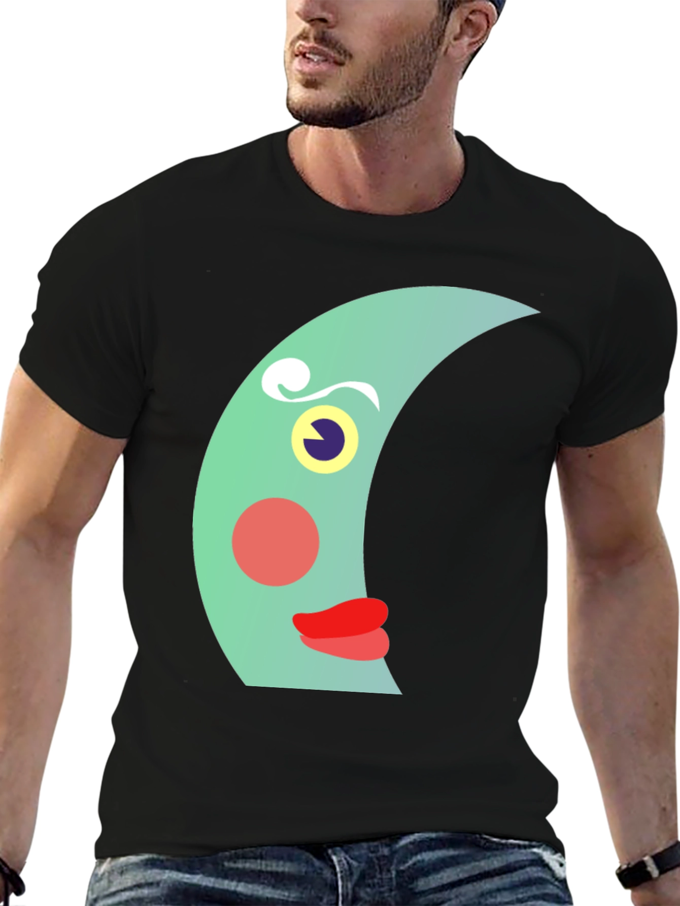 Whimsical Moon Face Graphic Tee