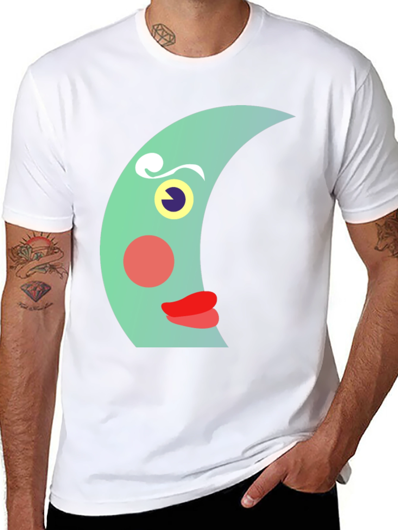 Whimsical Moon Face Graphic Tee