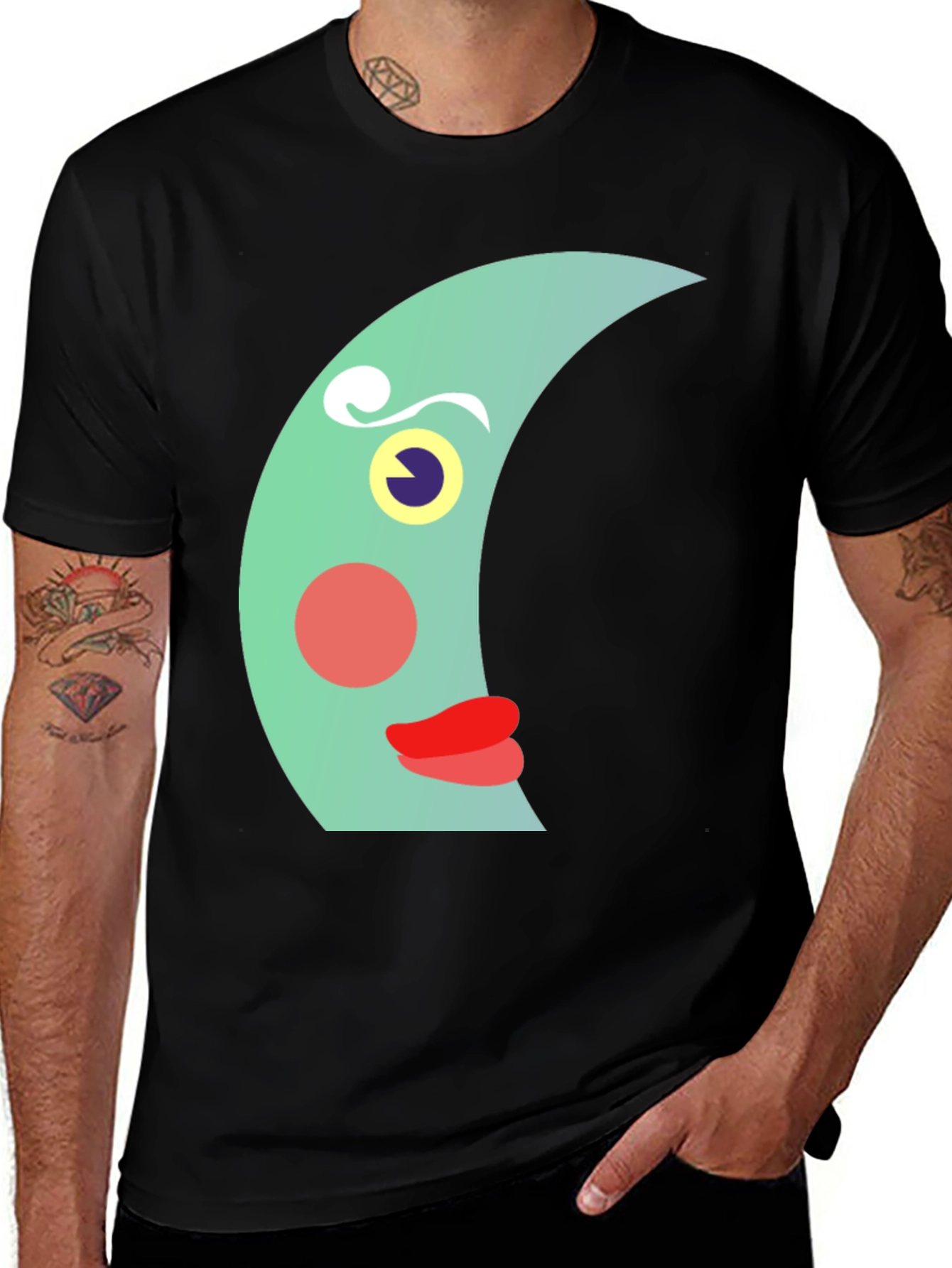 Whimsical Moon Face Graphic Tee