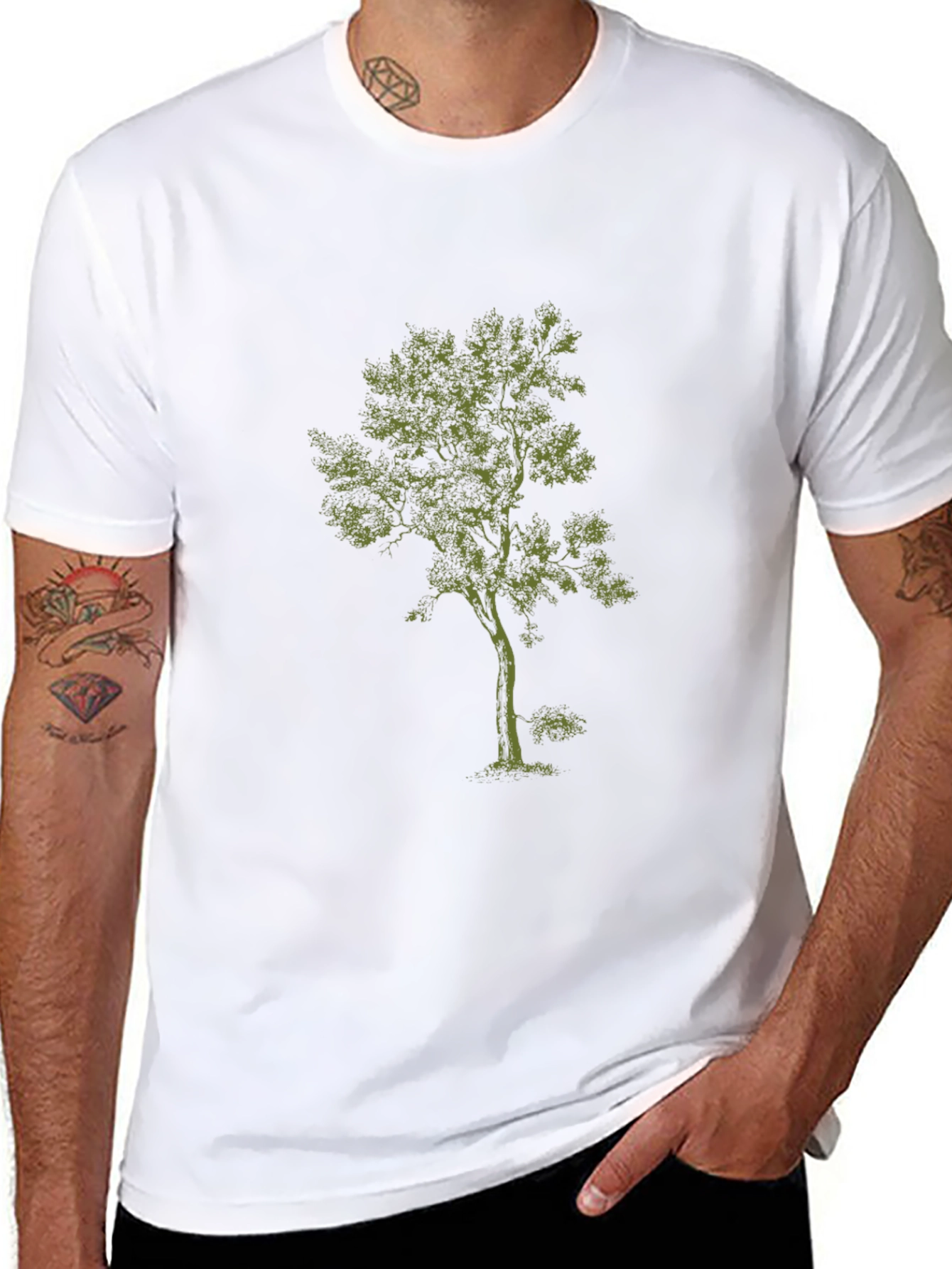 Nature Tree Graphic T-Shirt - Black