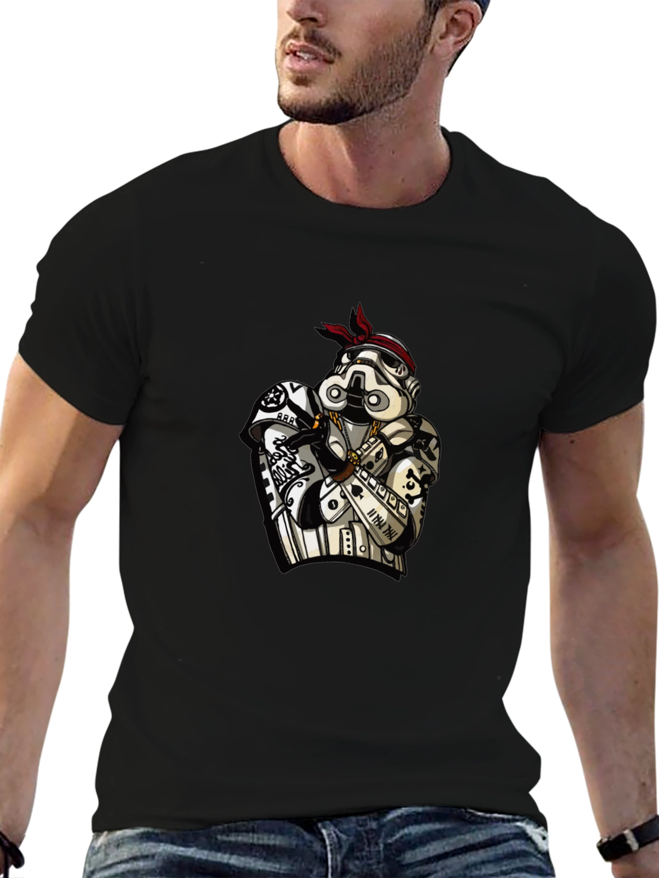 Stormtrooper Rapper Graphic T-Shirt - Black