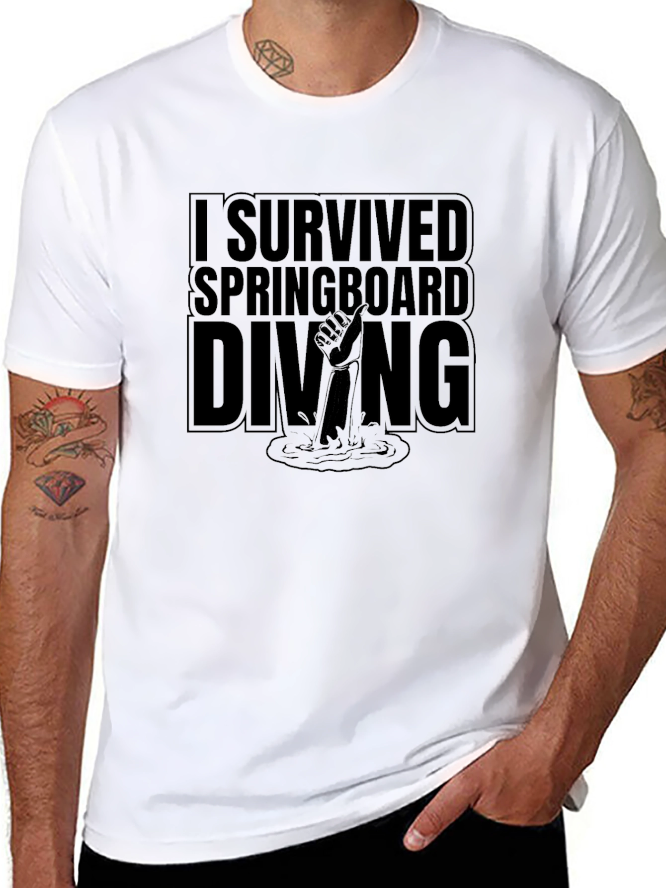 I Survived Springboard Diving Black T-Shirt