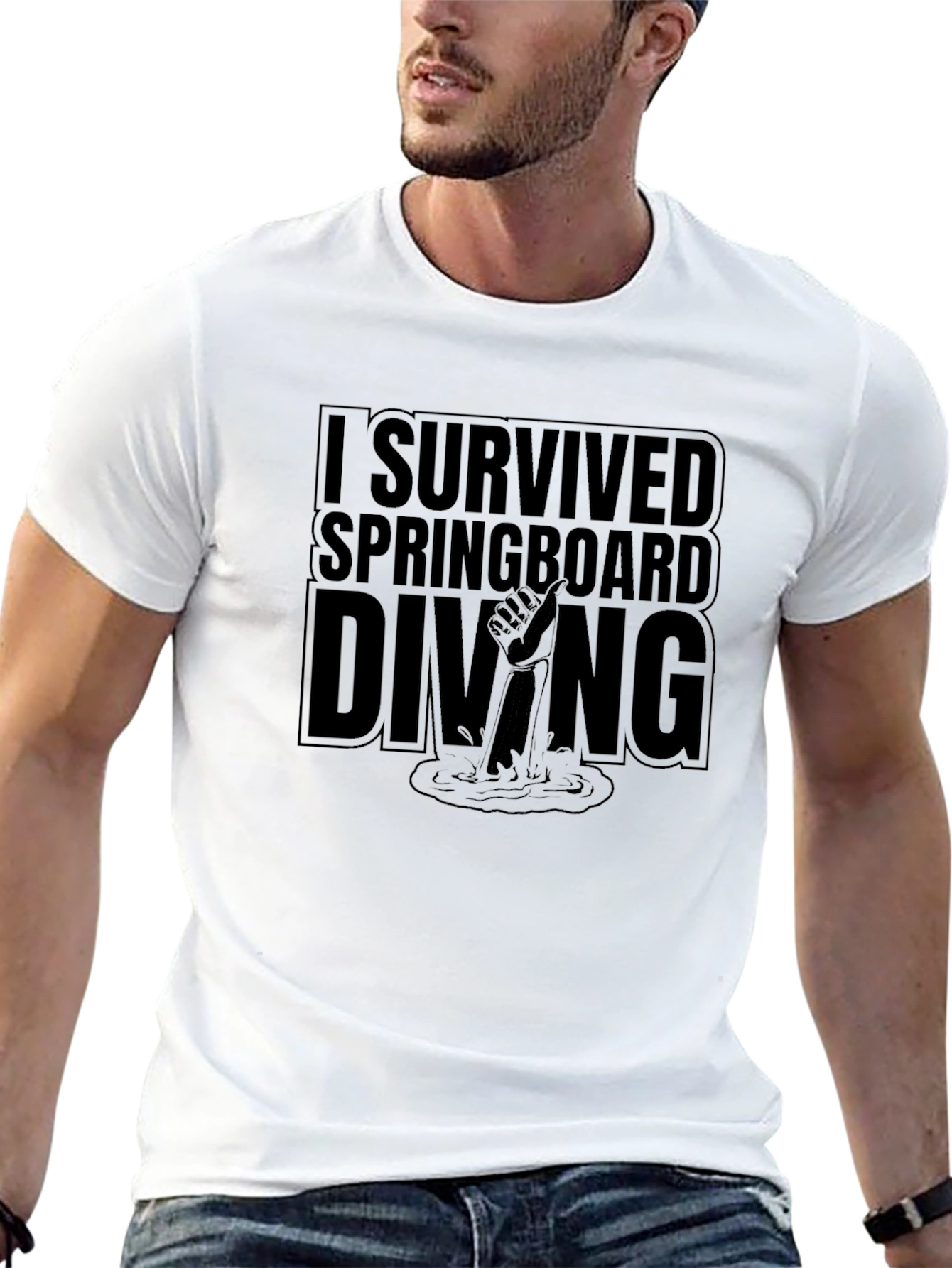I Survived Springboard Diving Black T-Shirt