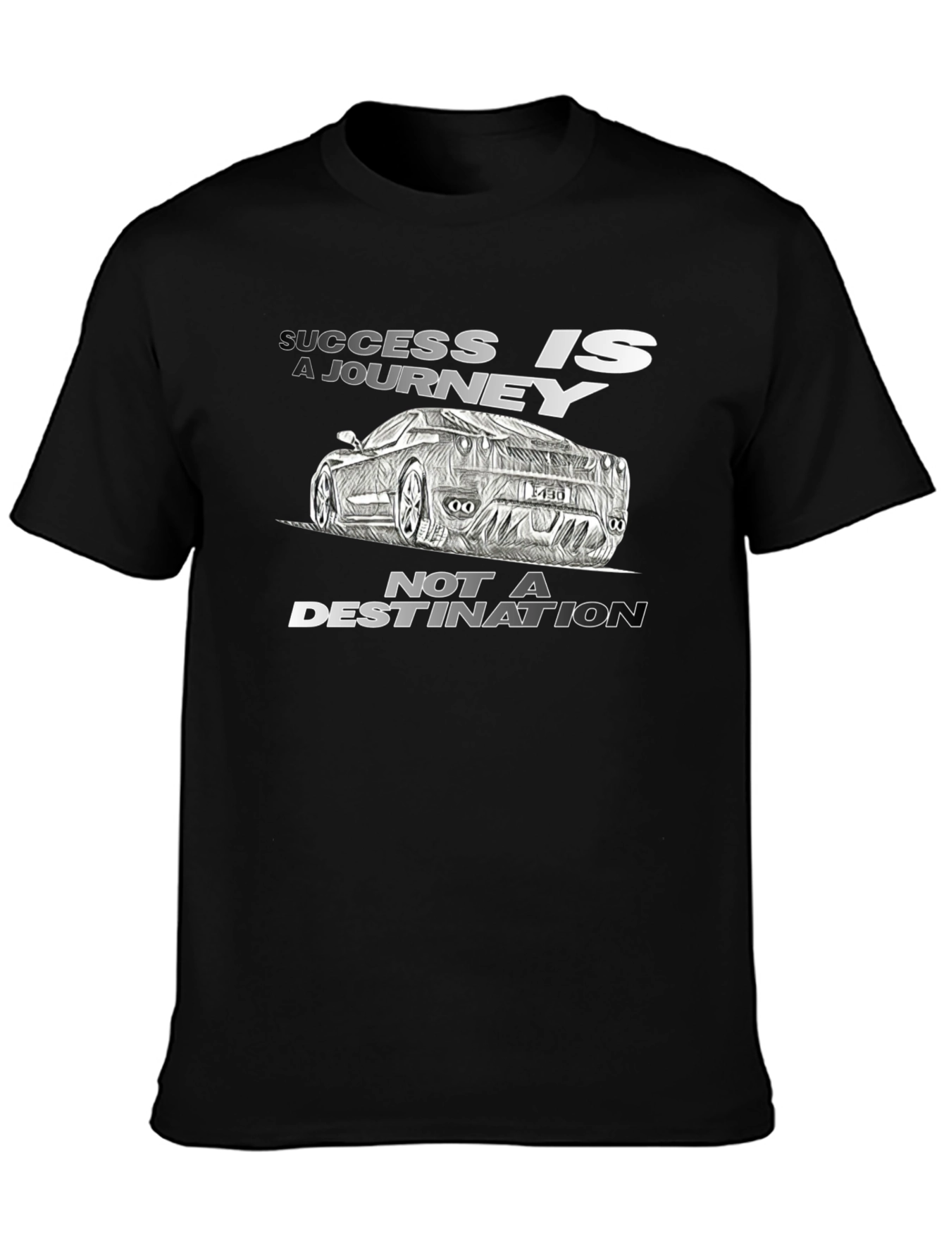 Success Journey Car Graphic Black T-Shirt