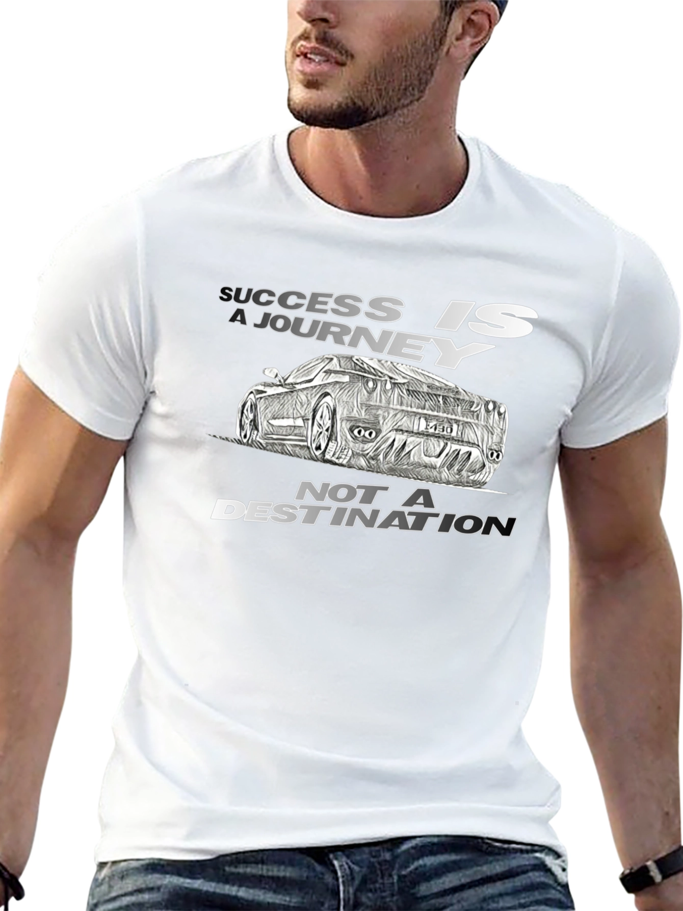 Success Journey Car Graphic Black T-Shirt