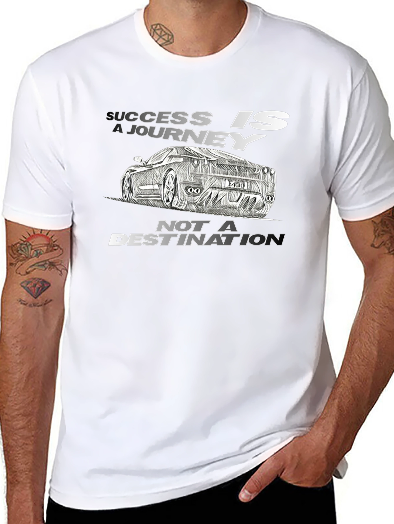 Success Journey Car Graphic Black T-Shirt