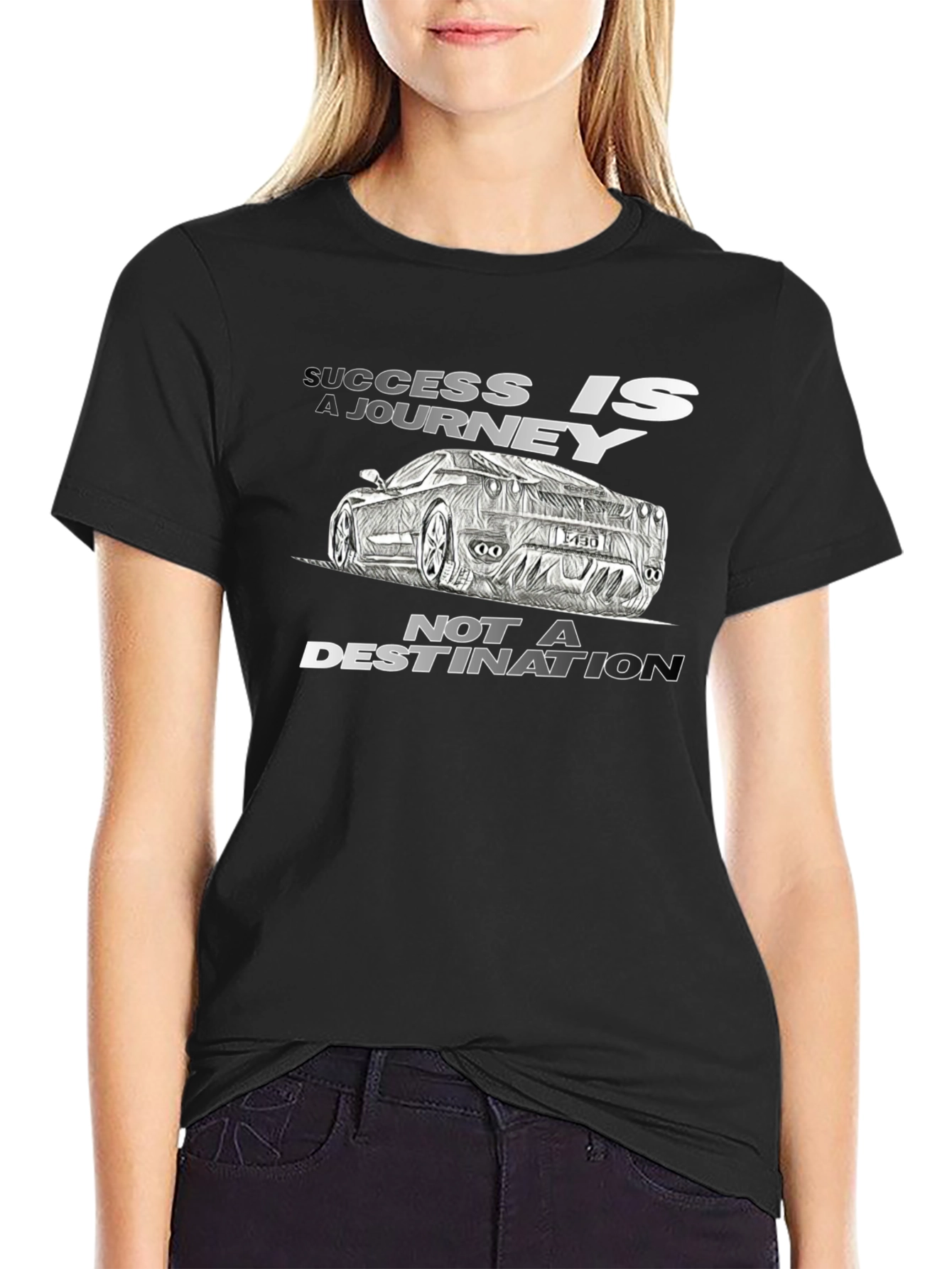Success Journey Car Graphic Black T-Shirt