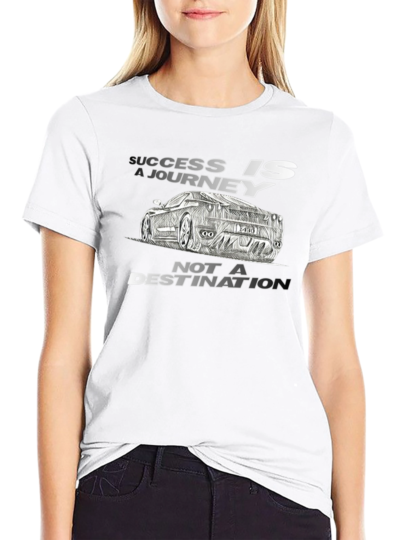 Success Journey Car Graphic Black T-Shirt