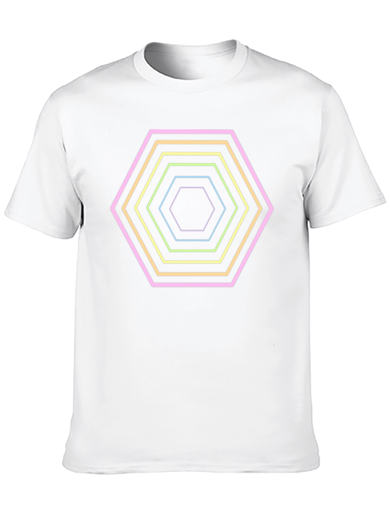 Hexagon Neon Graphic Print Black T-Shirt
