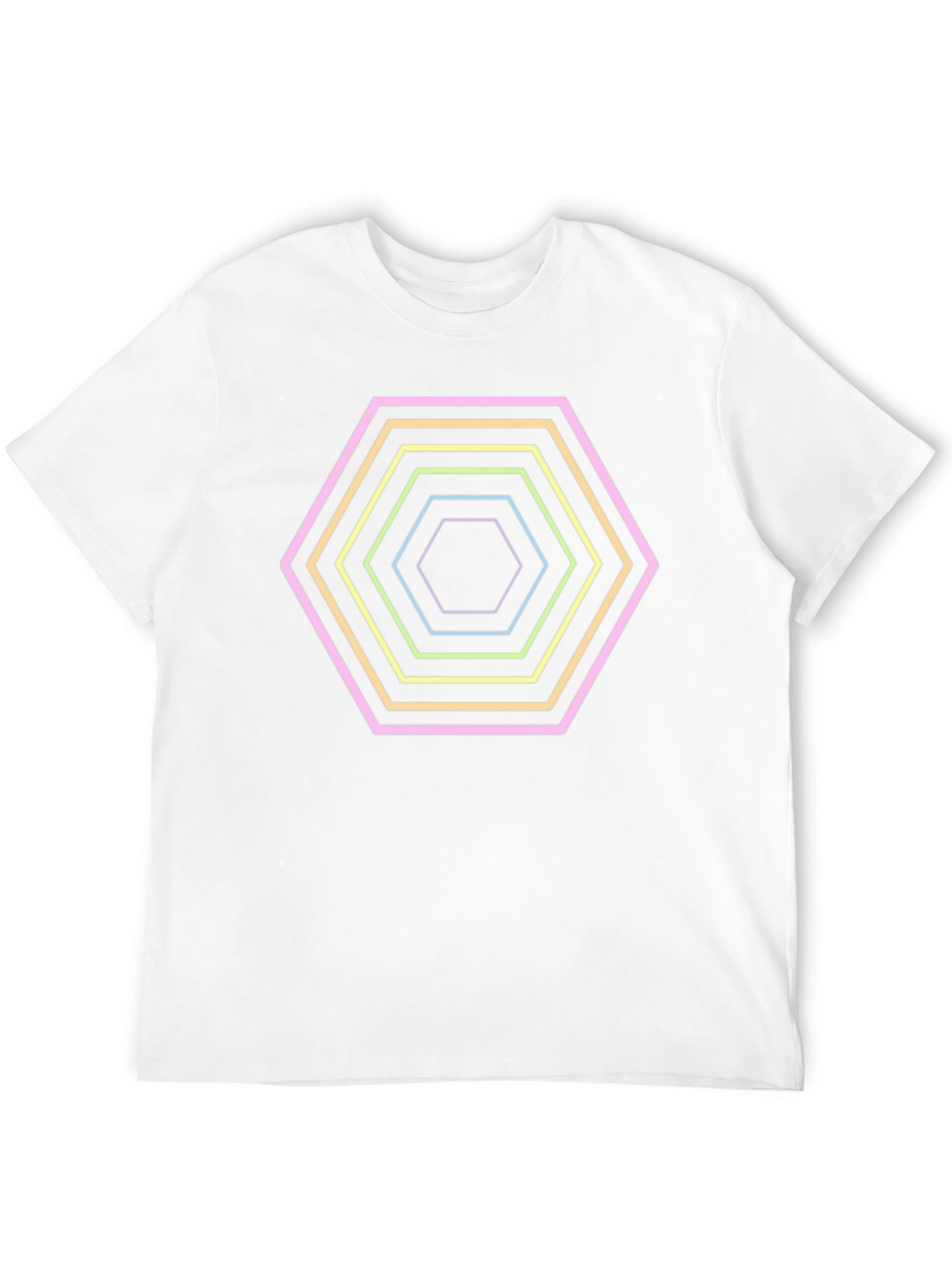 Hexagon Neon Graphic Print Black T-Shirt
