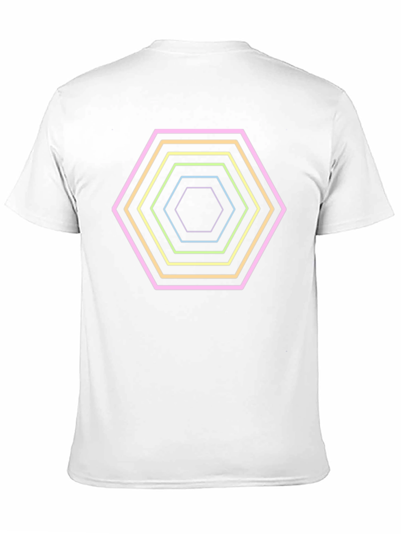 Hexagon Neon Graphic Print Black T-Shirt