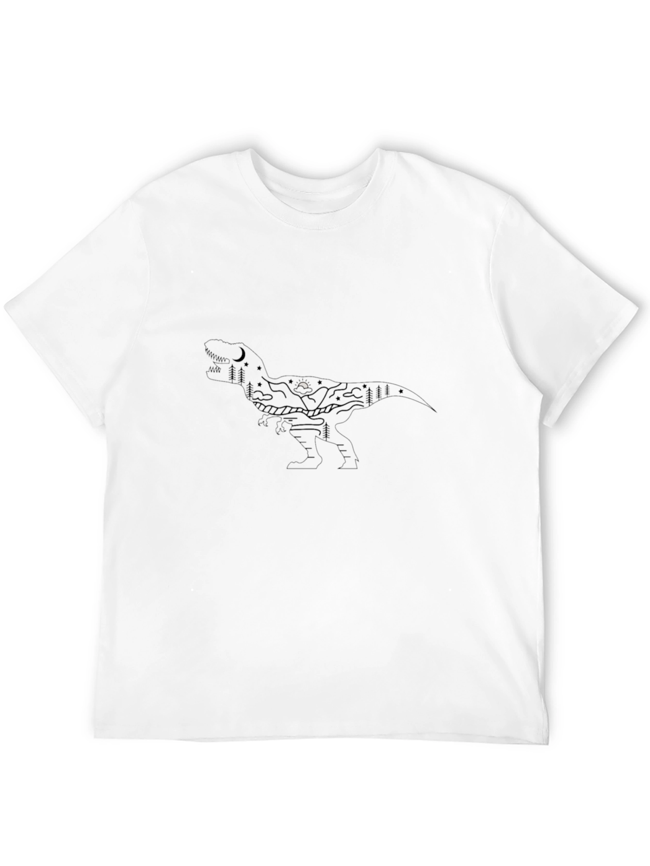 Black T-Shirt with Minimalist Mountain Design
