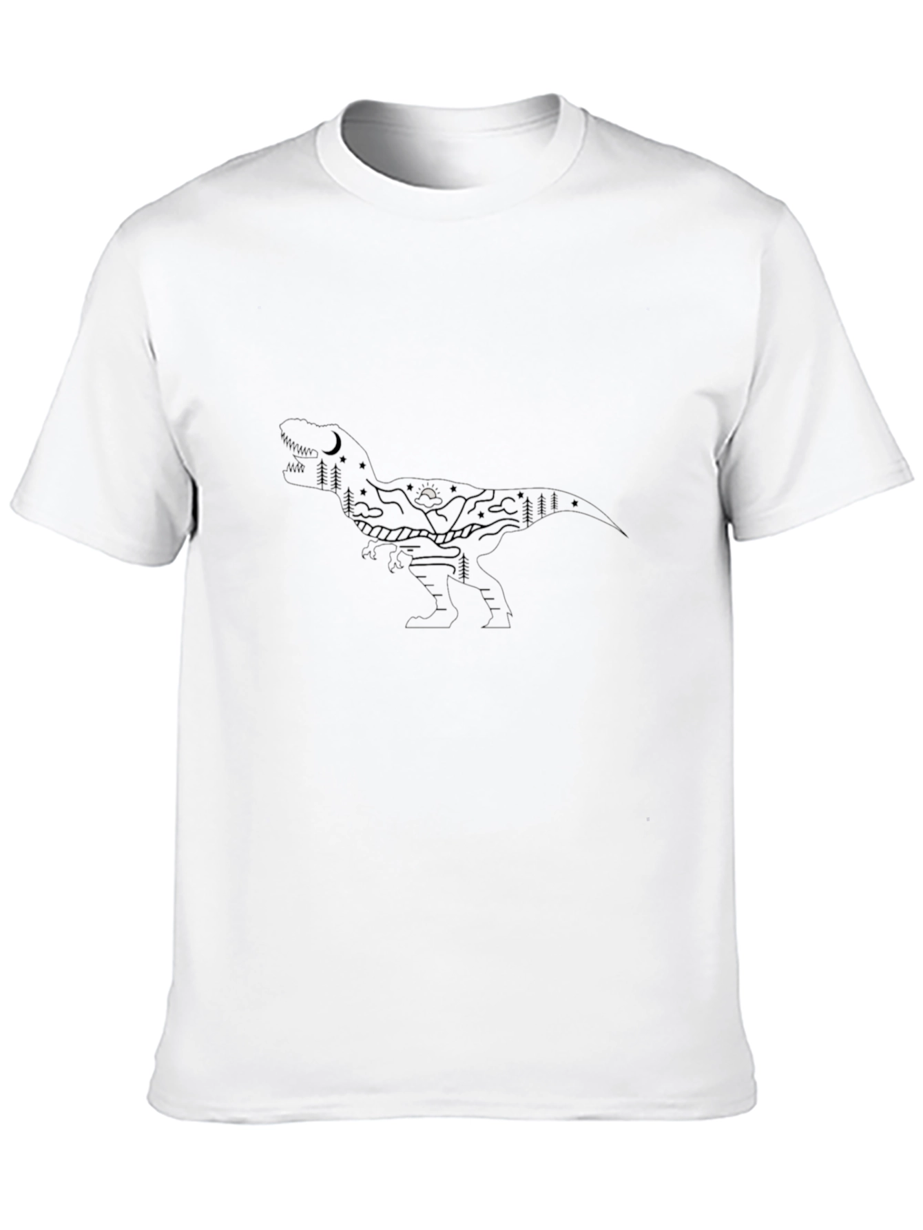 Black T-Shirt with Minimalist Mountain Design