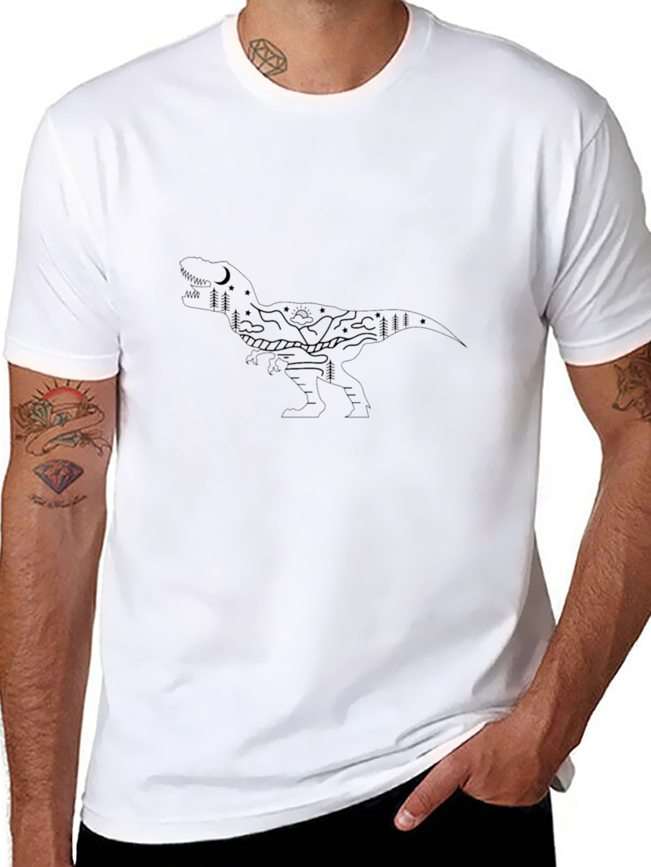 Black T-Shirt with Minimalist Mountain Design