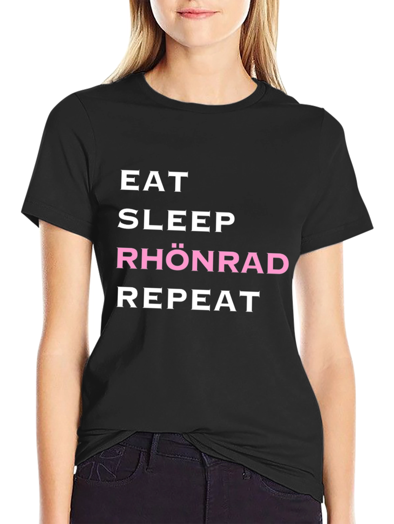 Eat Sleep Rhönrad Repeat Black T-Shirt