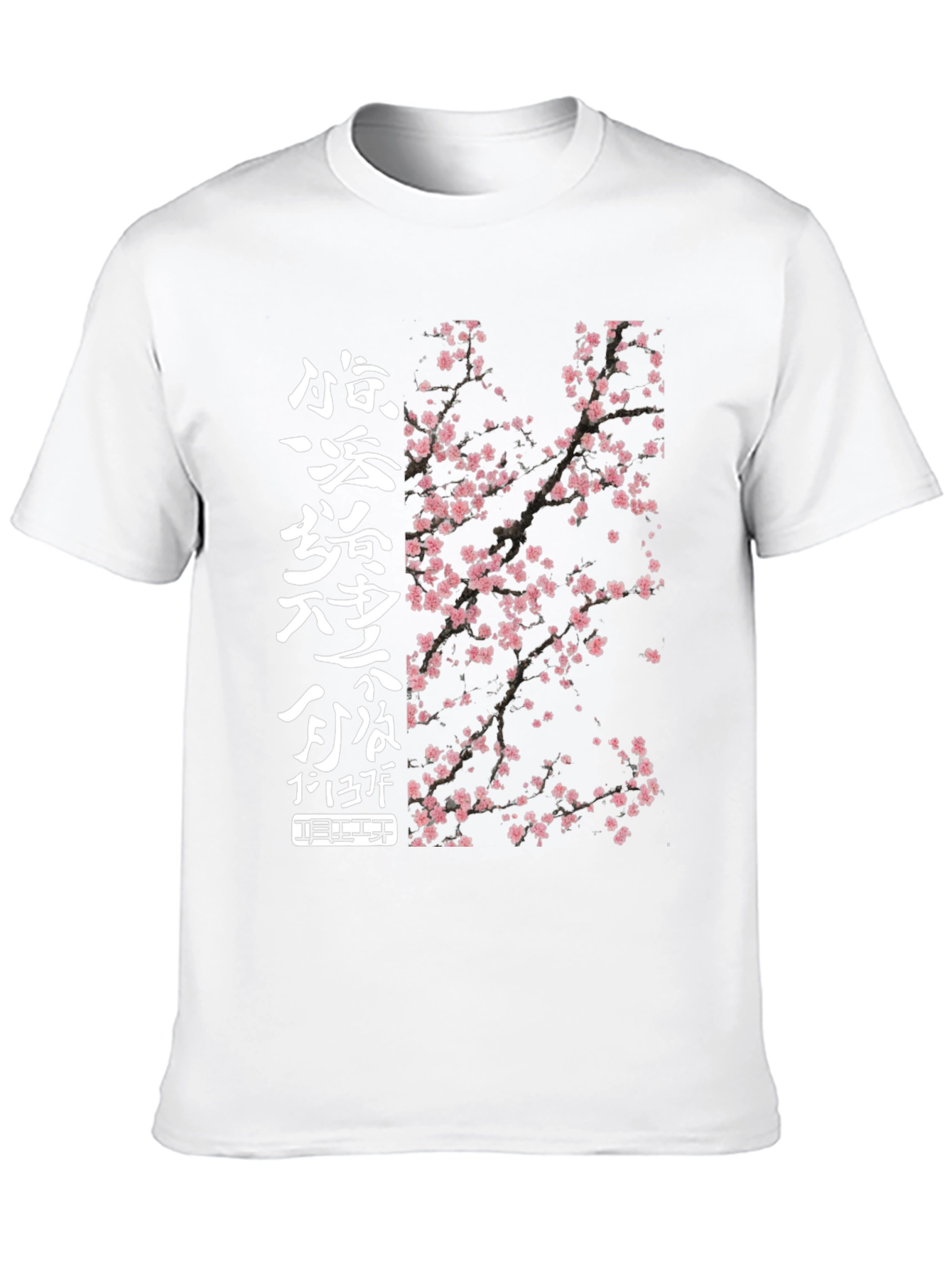 Black T-Shirt with Cherry Blossom Design