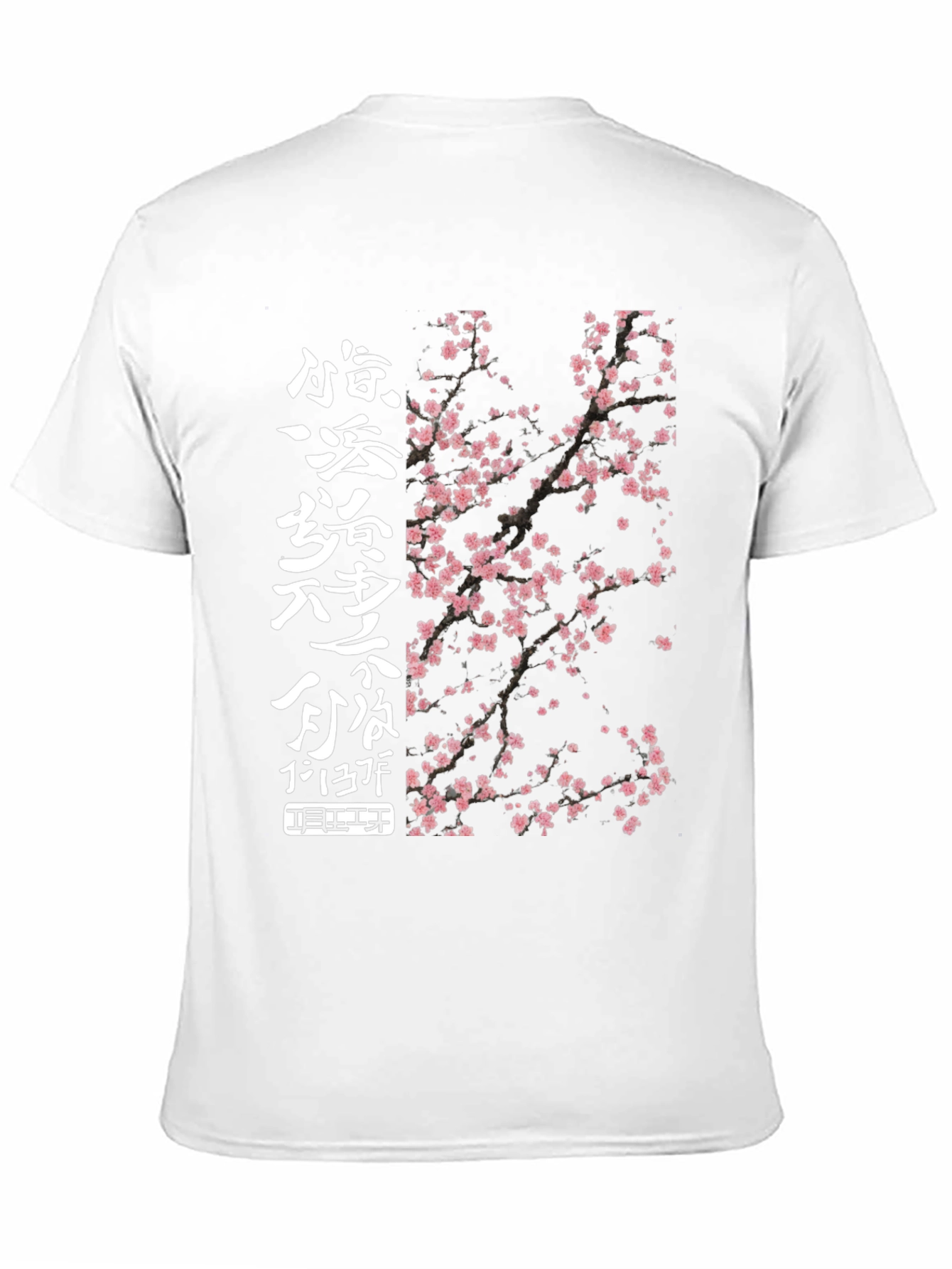 Black T-Shirt with Cherry Blossom Design