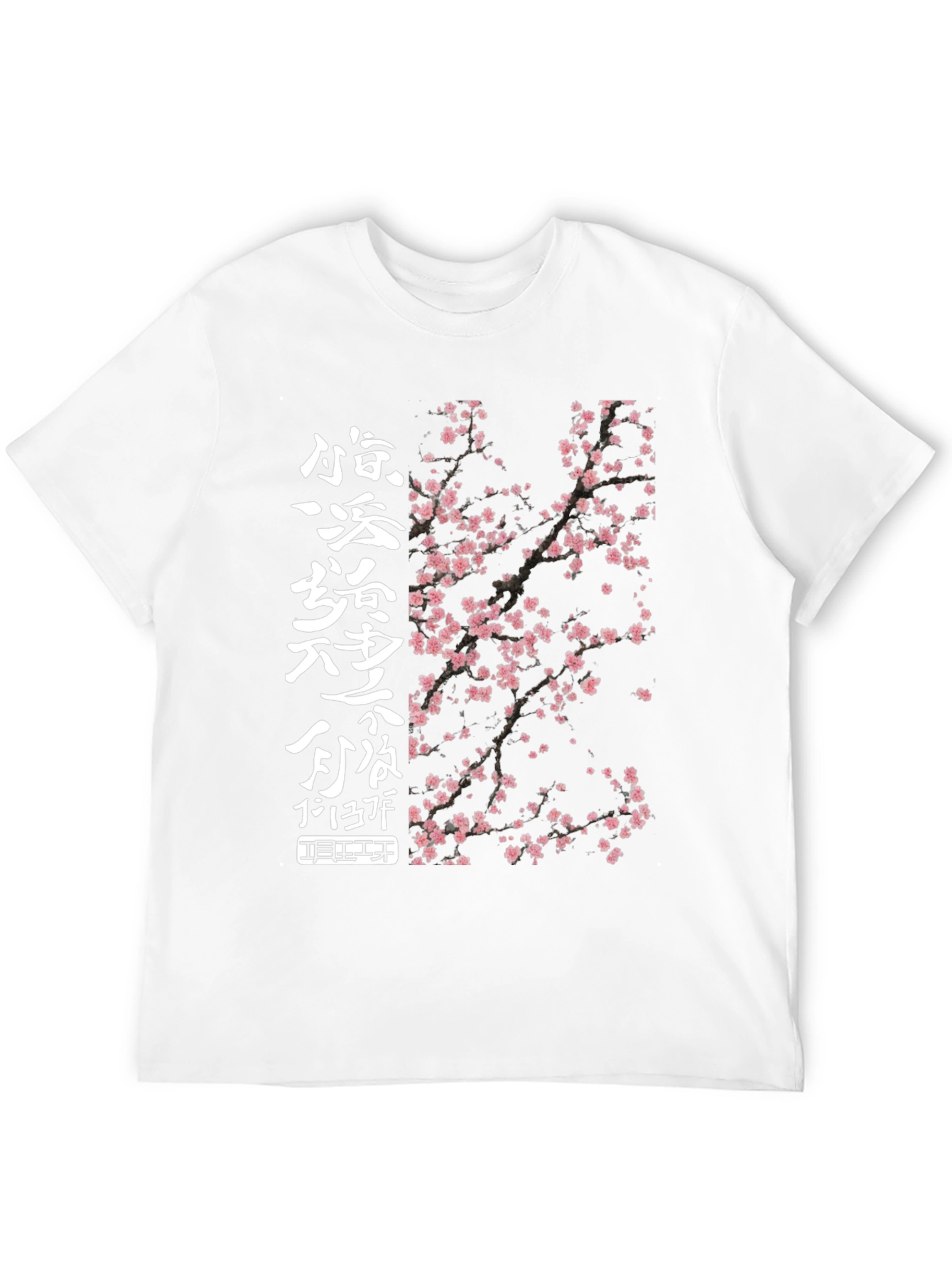 Black T-Shirt with Cherry Blossom Design