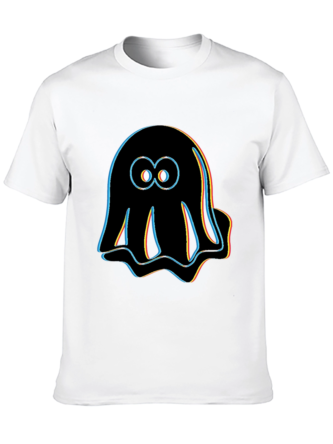 Retro Glitch Ghost T-Shirt - Black Graphic Tee