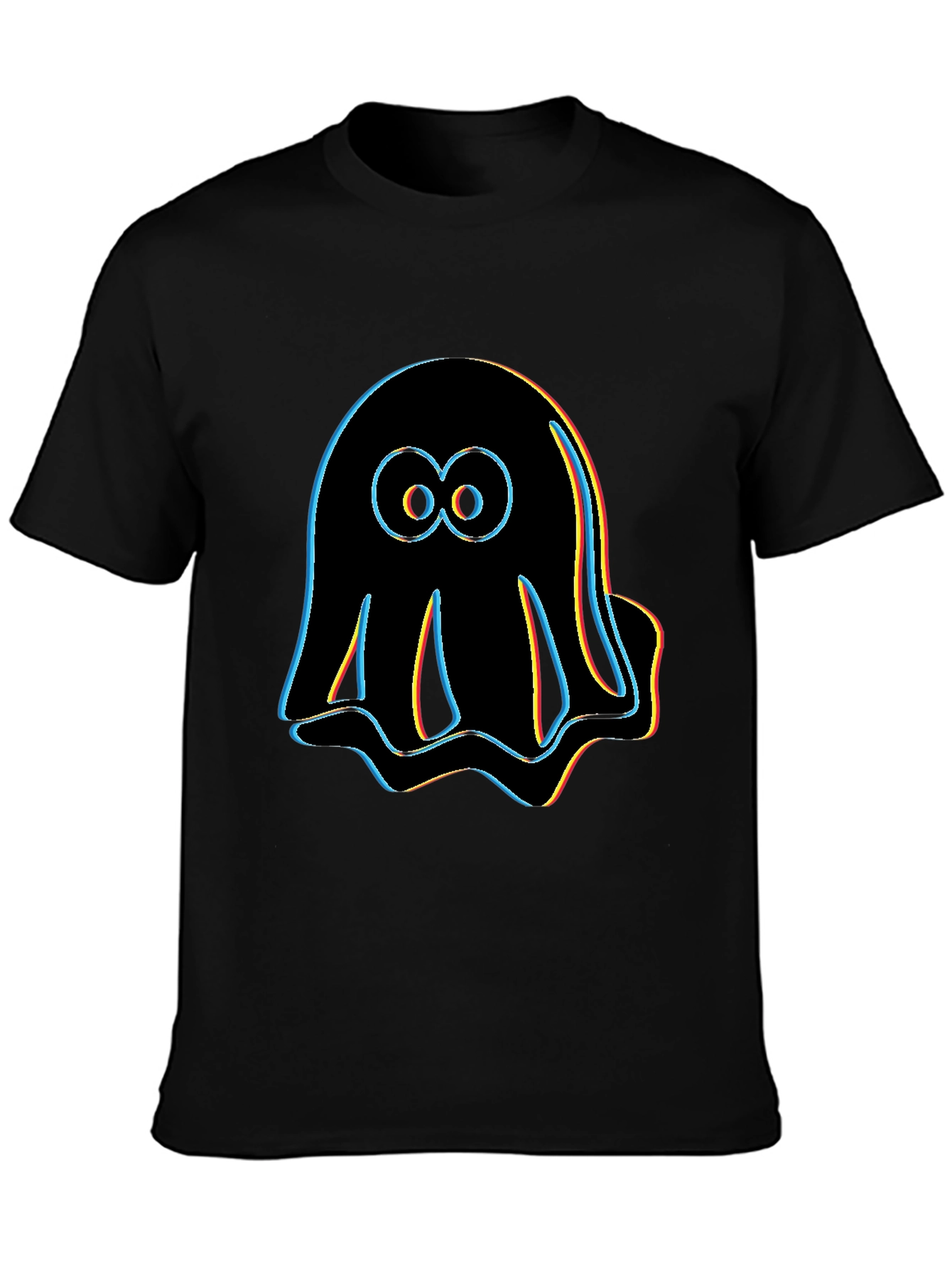 Retro Glitch Ghost T-Shirt - Black Graphic Tee