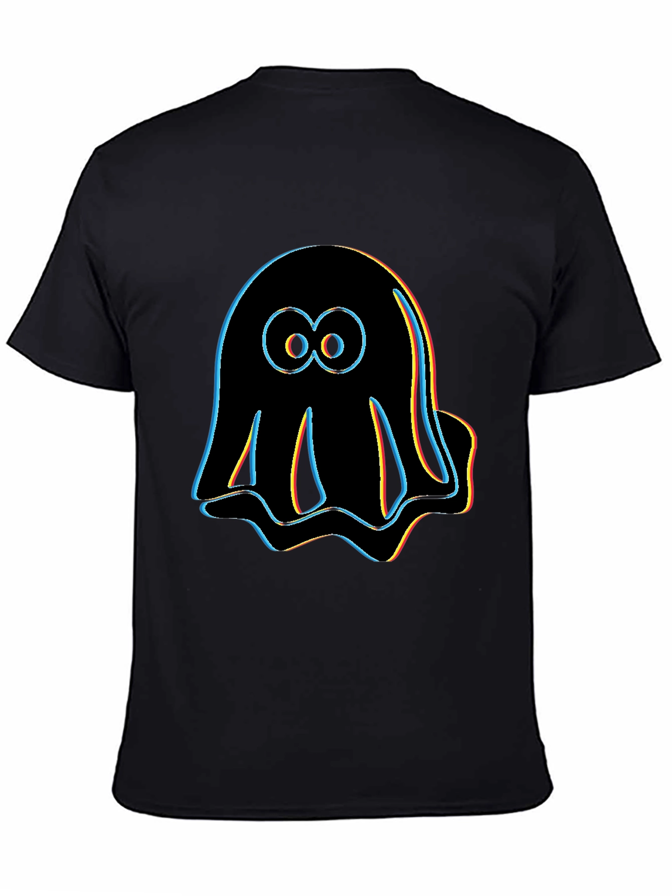 Retro Glitch Ghost T-Shirt - Black Graphic Tee