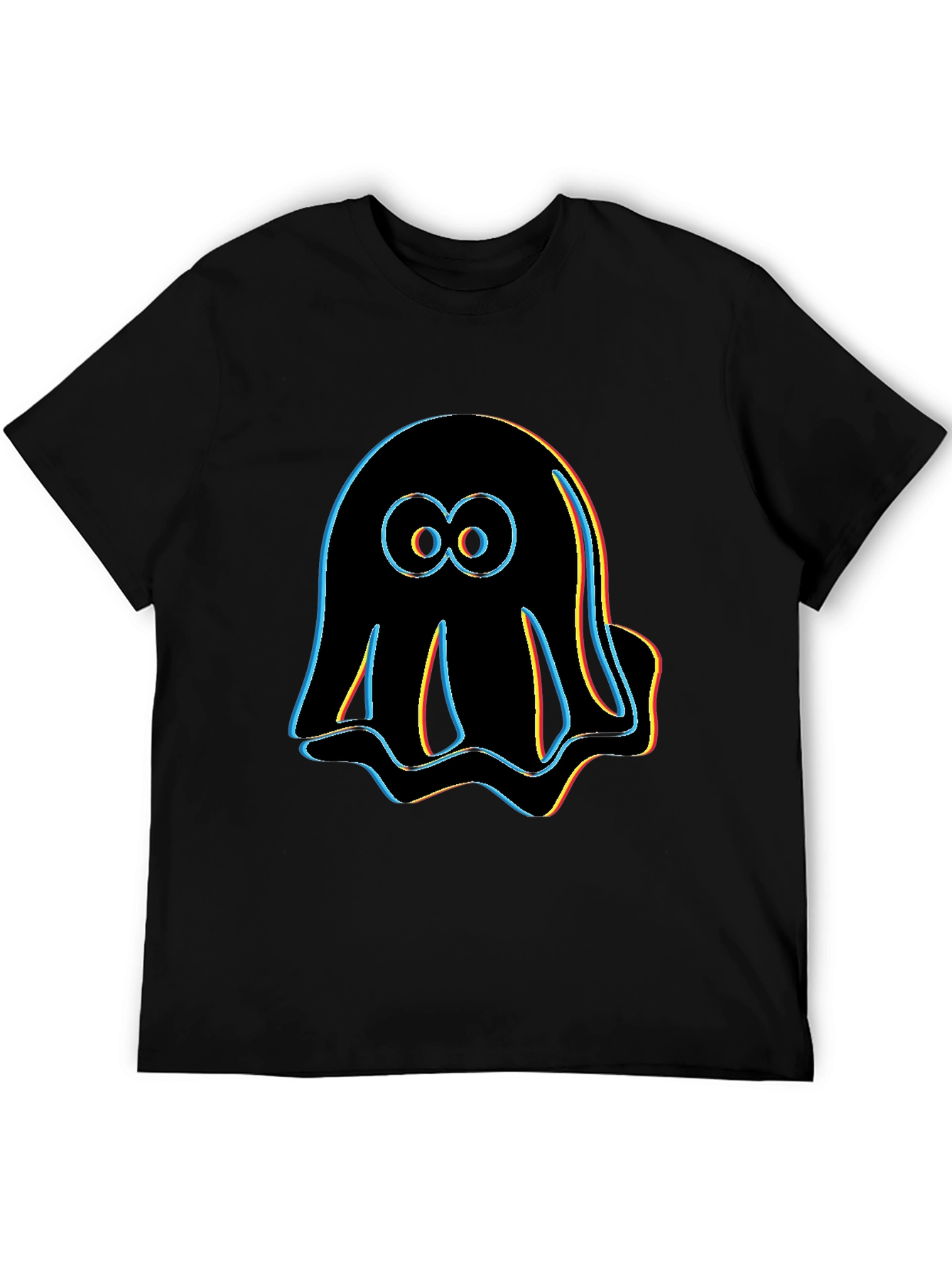 Retro Glitch Ghost T-Shirt - Black Graphic Tee