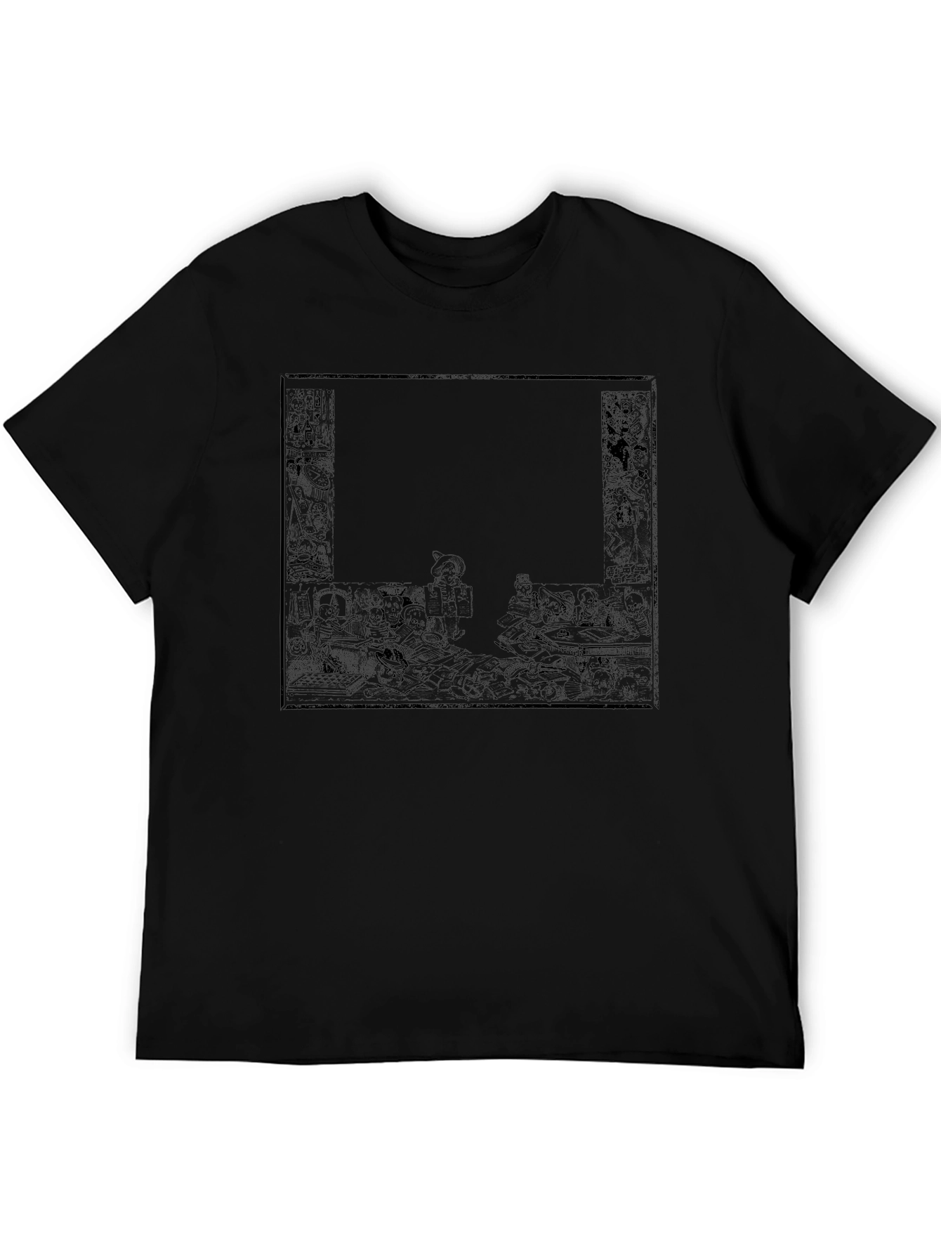 Monochrome Graphic Print Tee - Dark Humor Design