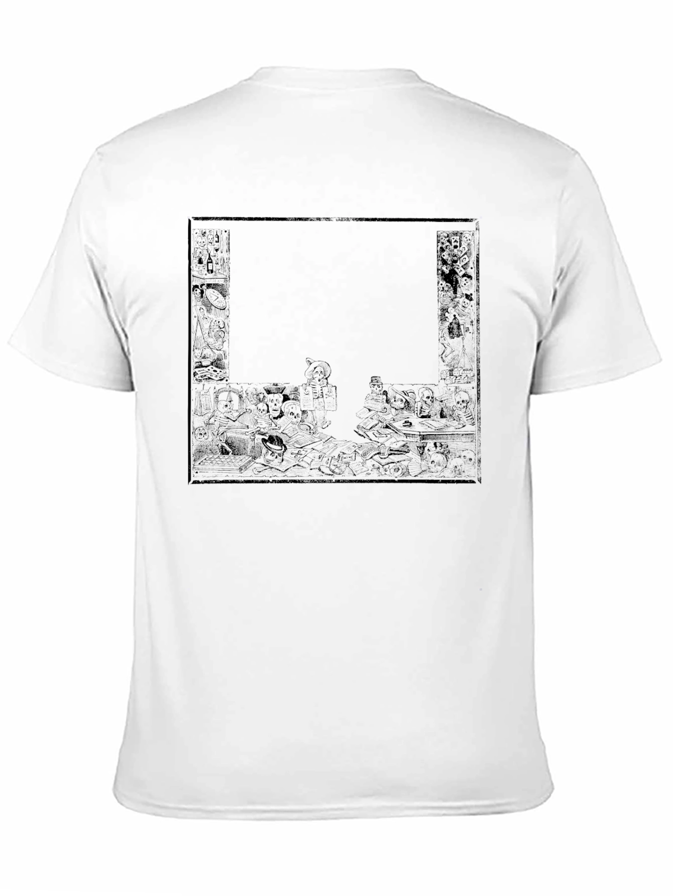 Monochrome Graphic Print Tee - Dark Humor Design