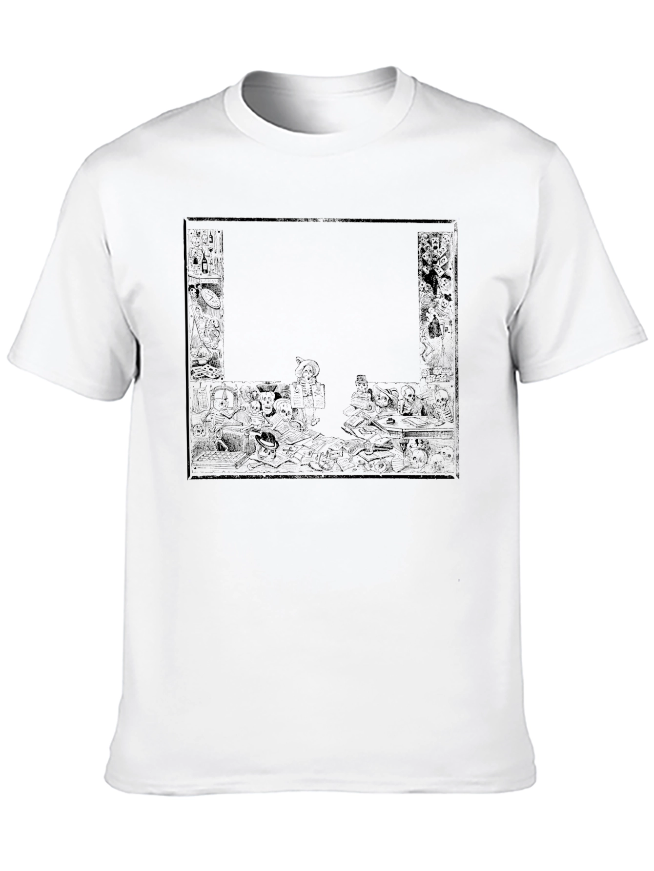 Monochrome Graphic Print Tee - Dark Humor Design