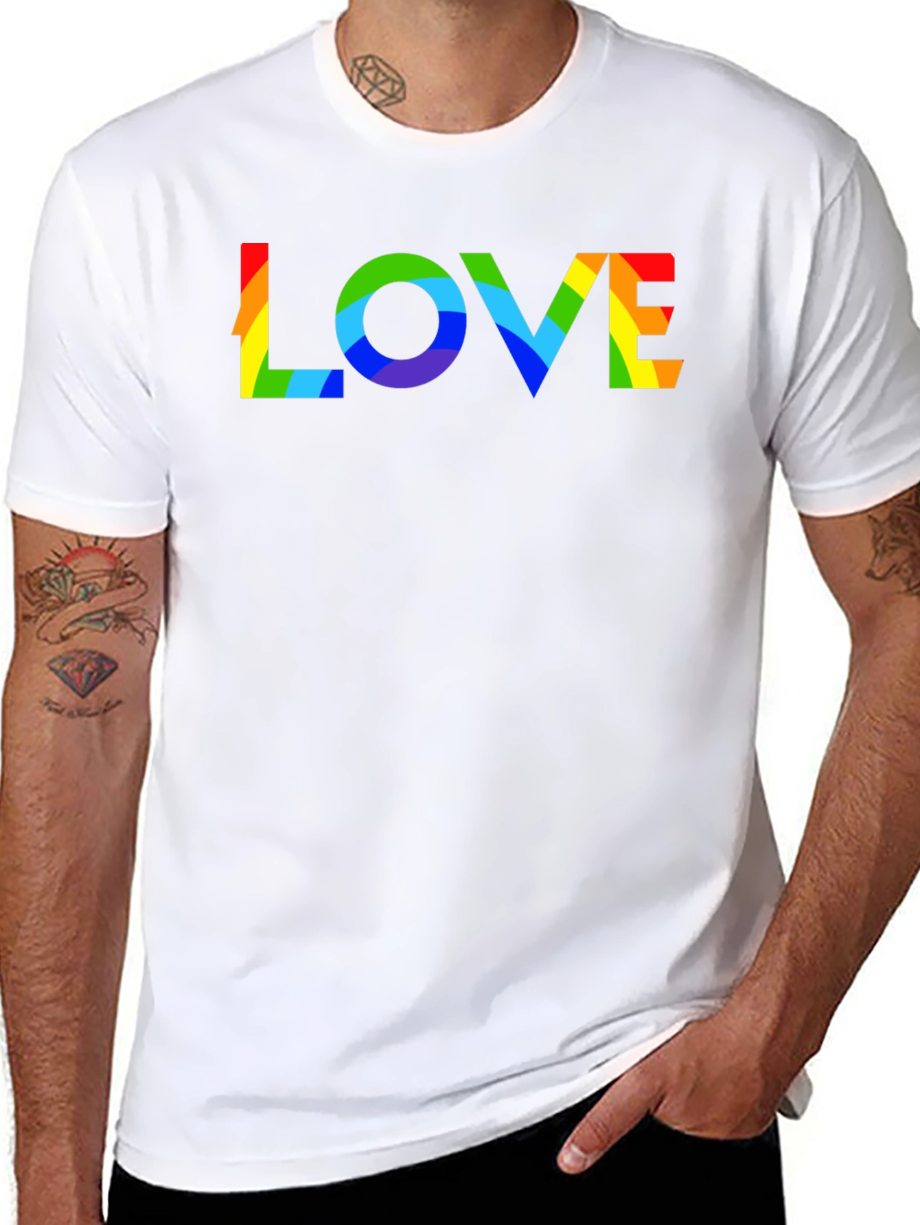 Rainbow LOVE Graphic Black T-Shirt