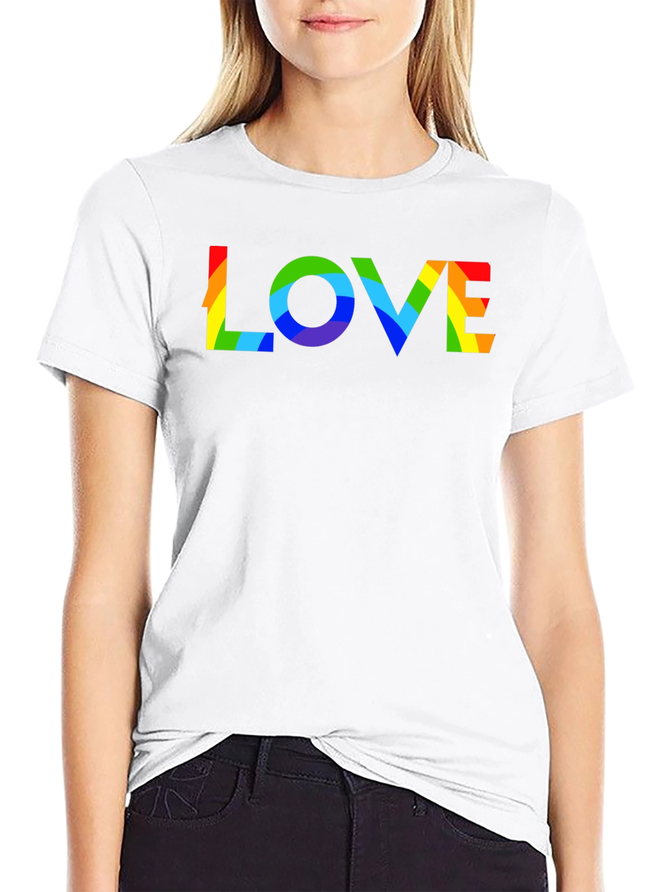 Rainbow LOVE Graphic Black T-Shirt