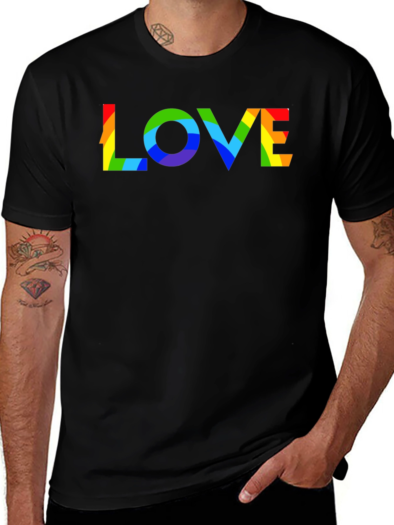 Rainbow LOVE Graphic Black T-Shirt