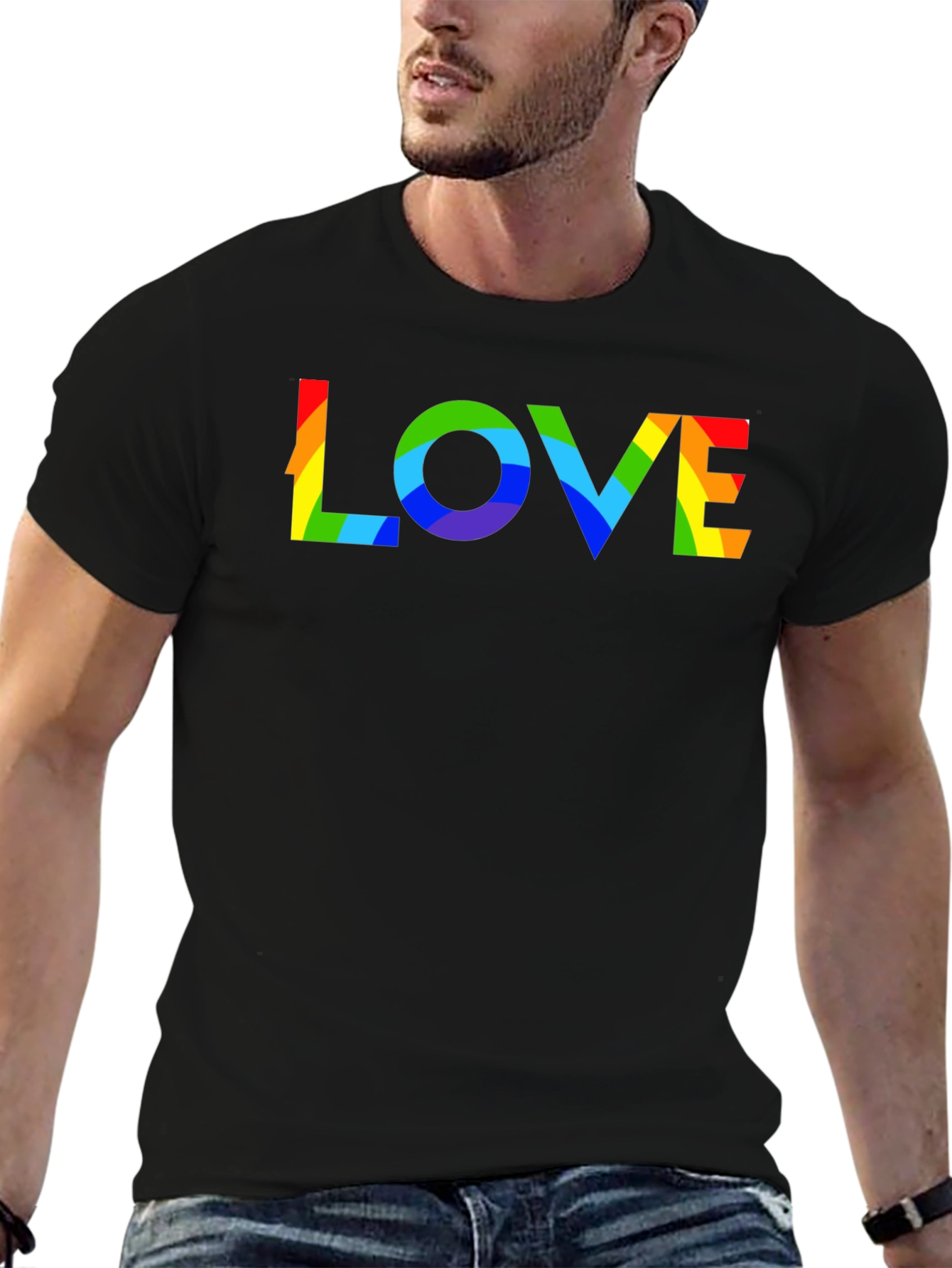 Rainbow LOVE Graphic Black T-Shirt