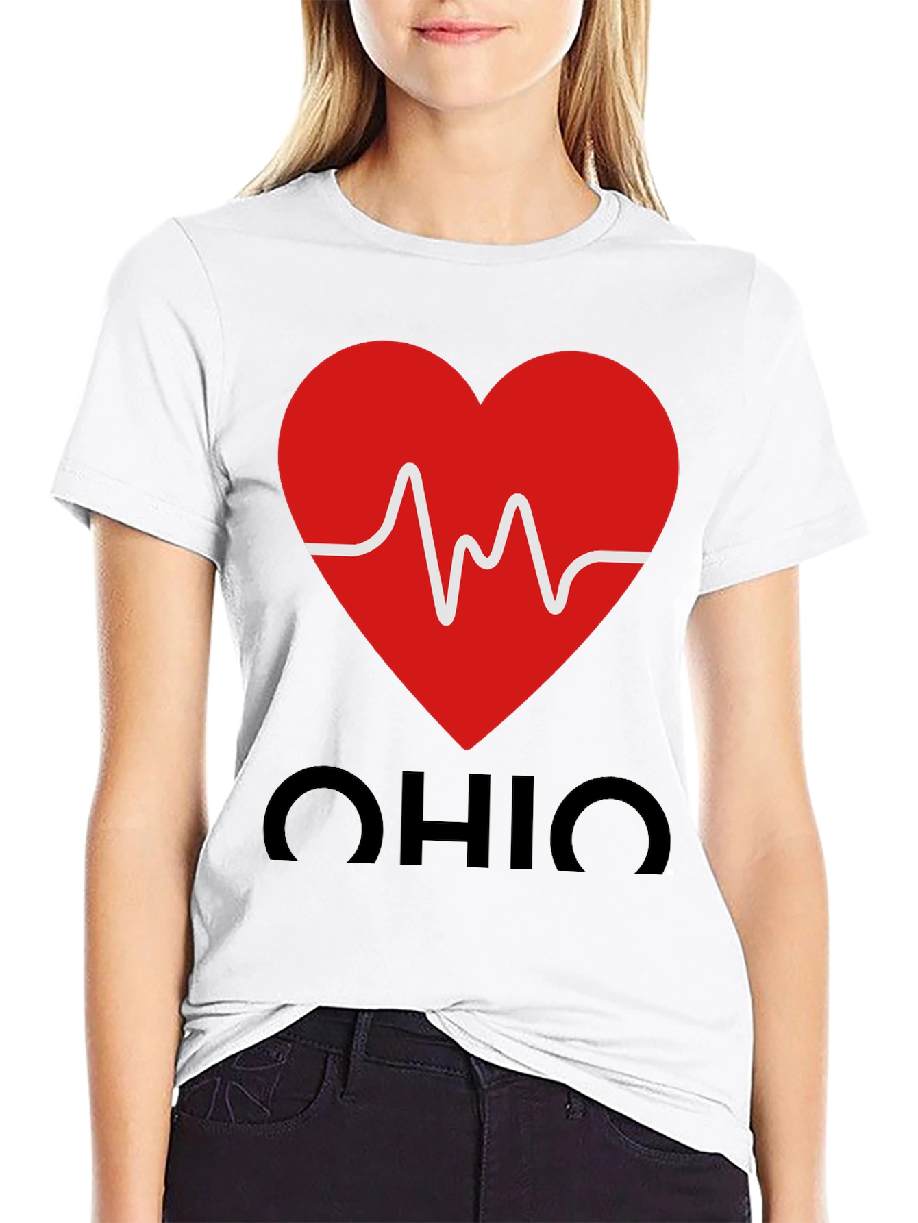 Ohio Heartbeat Graphic Tee - Black Cotton T-Shirt