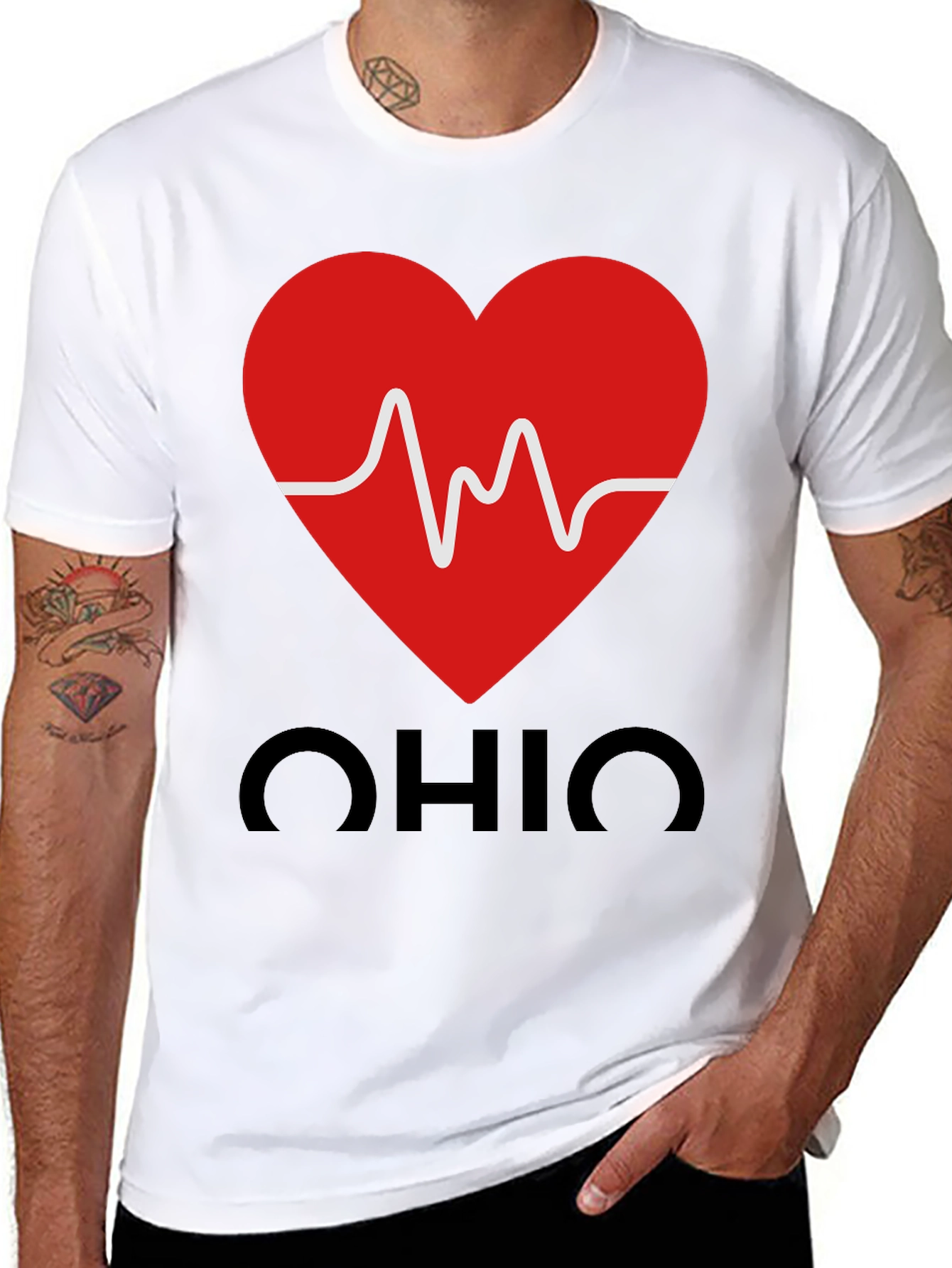 Ohio Heartbeat Graphic Tee - Black Cotton T-Shirt
