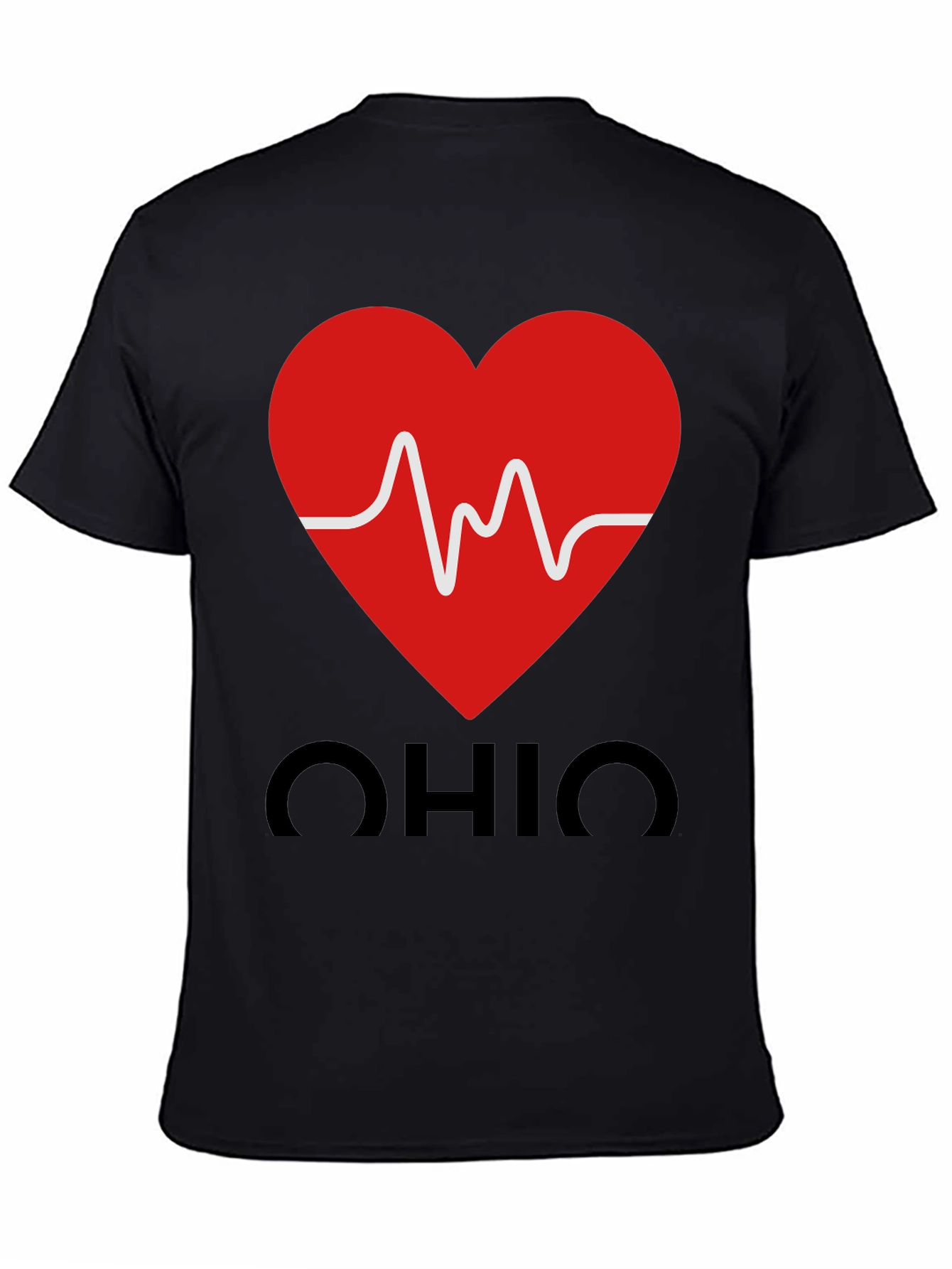 Ohio Heartbeat Graphic Tee - Black Cotton T-Shirt