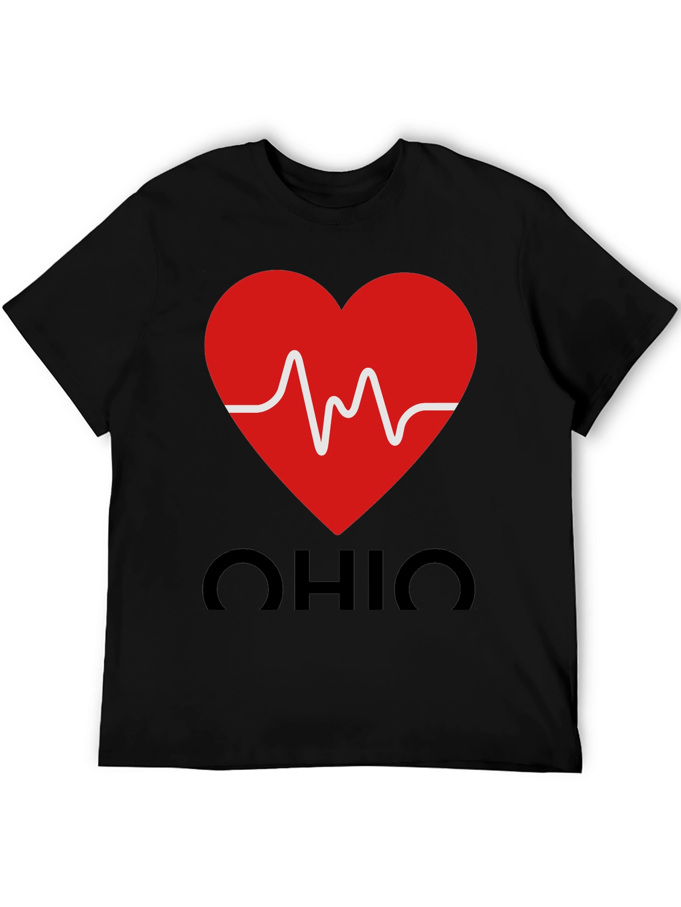 Ohio Heartbeat Graphic Tee - Black Cotton T-Shirt
