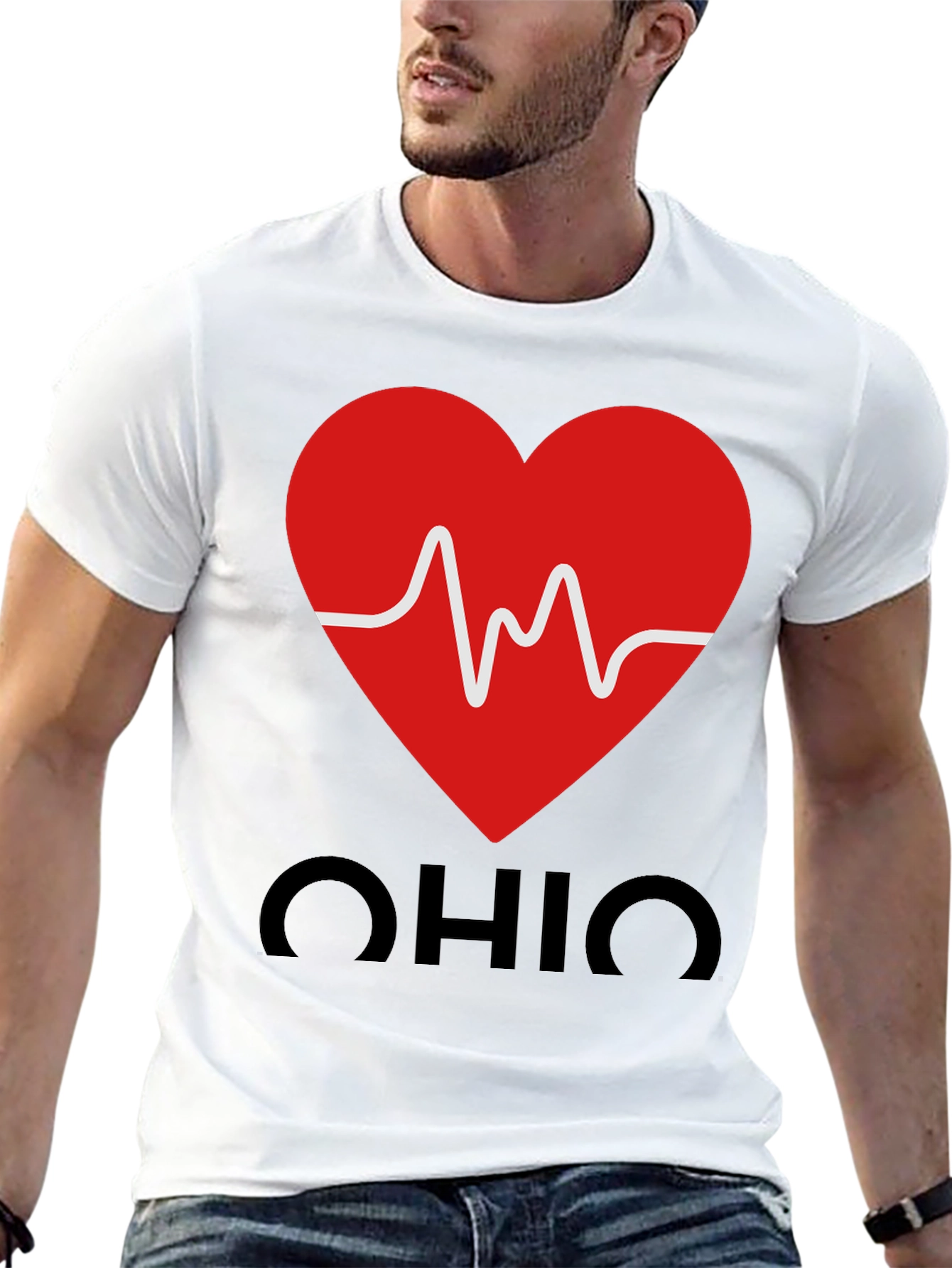 Ohio Heartbeat Graphic Tee - Black Cotton T-Shirt