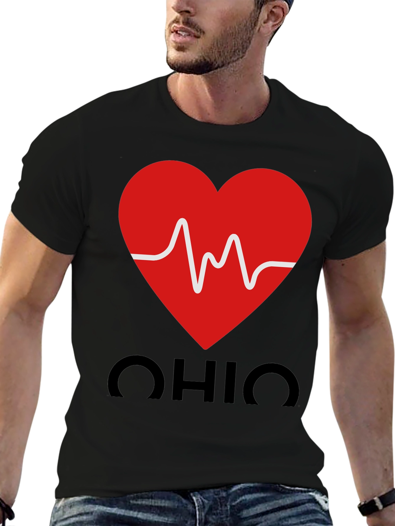 Ohio Heartbeat Graphic Tee - Black Cotton T-Shirt