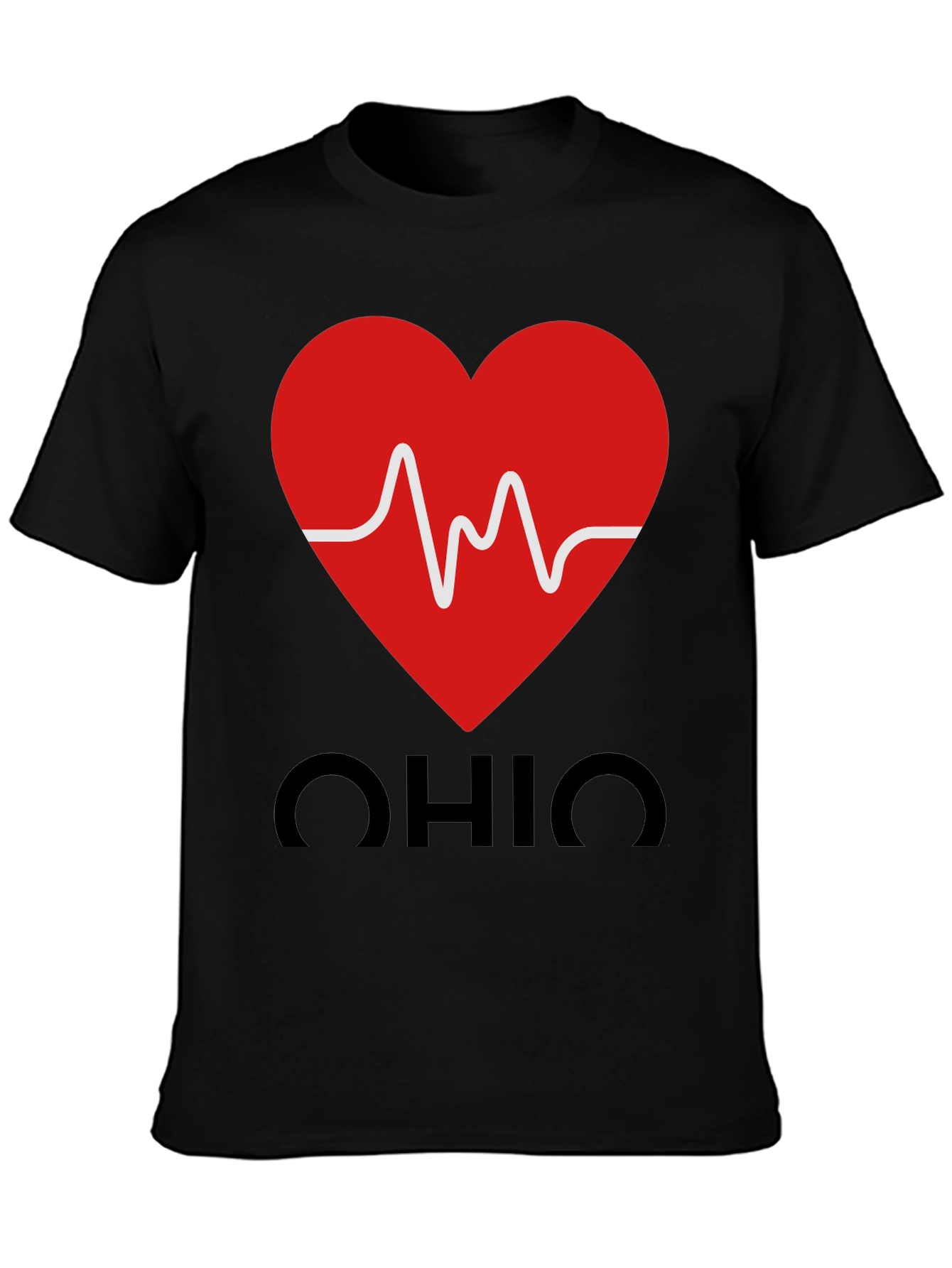 Ohio Heartbeat Graphic Tee - Black Cotton T-Shirt