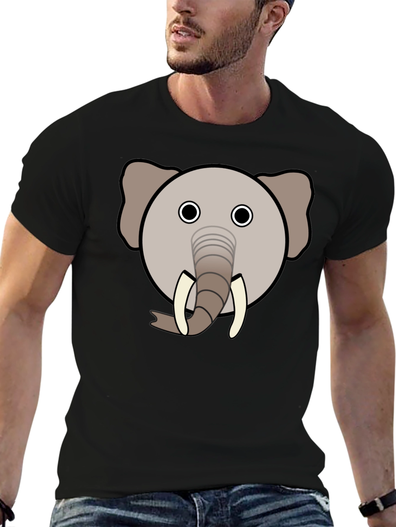 Elephant Graphic Tee - Black Cotton Blend