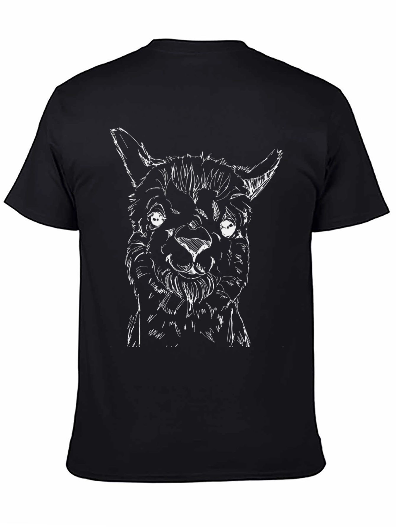 Sketch Alpaca Graphic T-Shirt - Black Cotton Tee