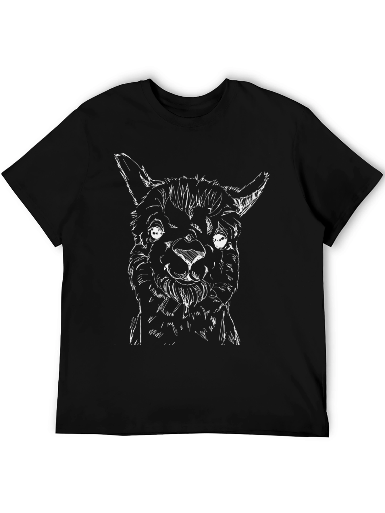 Sketch Alpaca Graphic T-Shirt - Black Cotton Tee