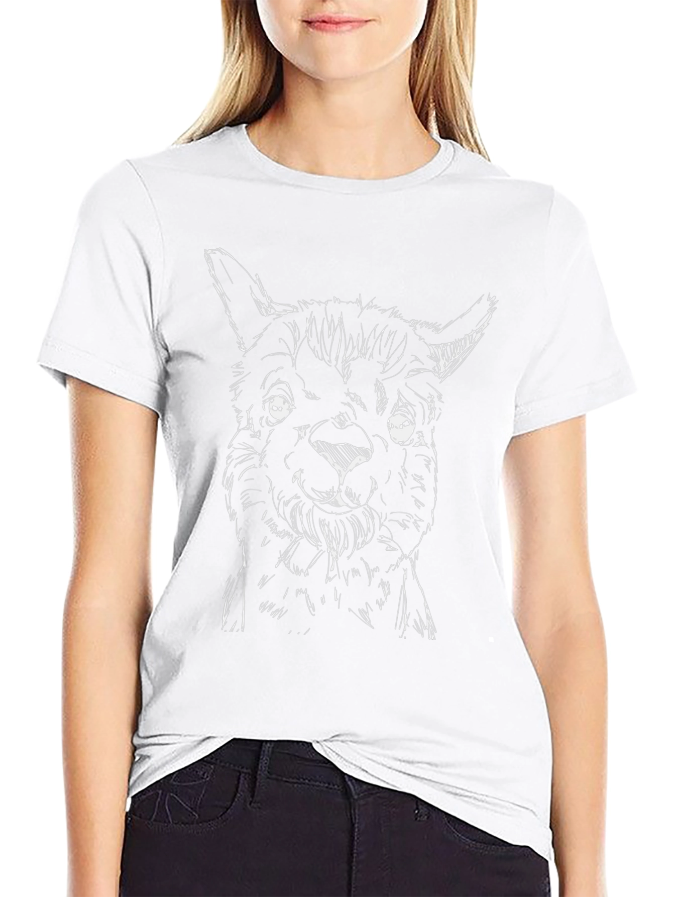 Sketch Alpaca Graphic T-Shirt - Black Cotton Tee