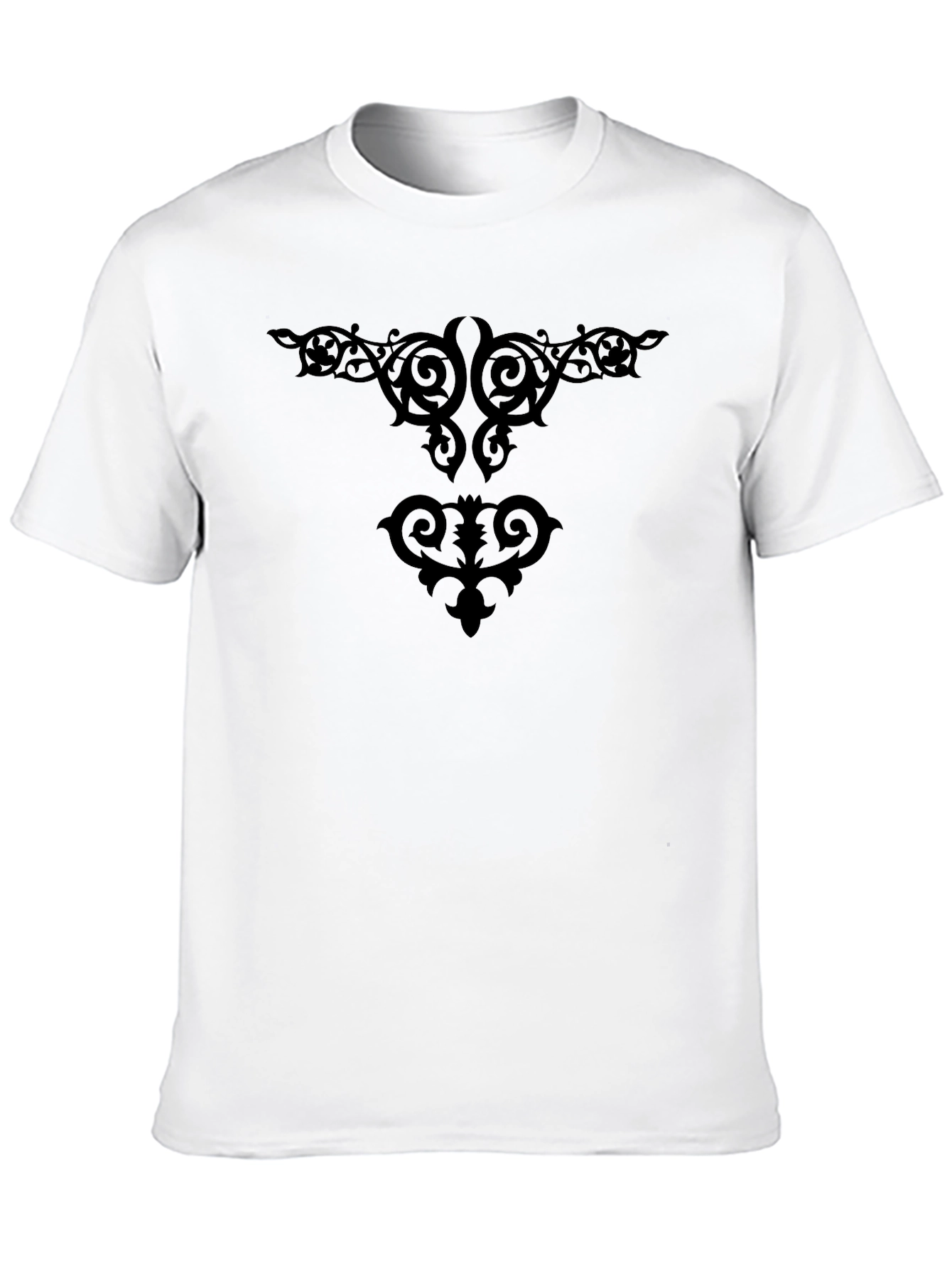 Stylish Black Tee with Ornate Tribal Design