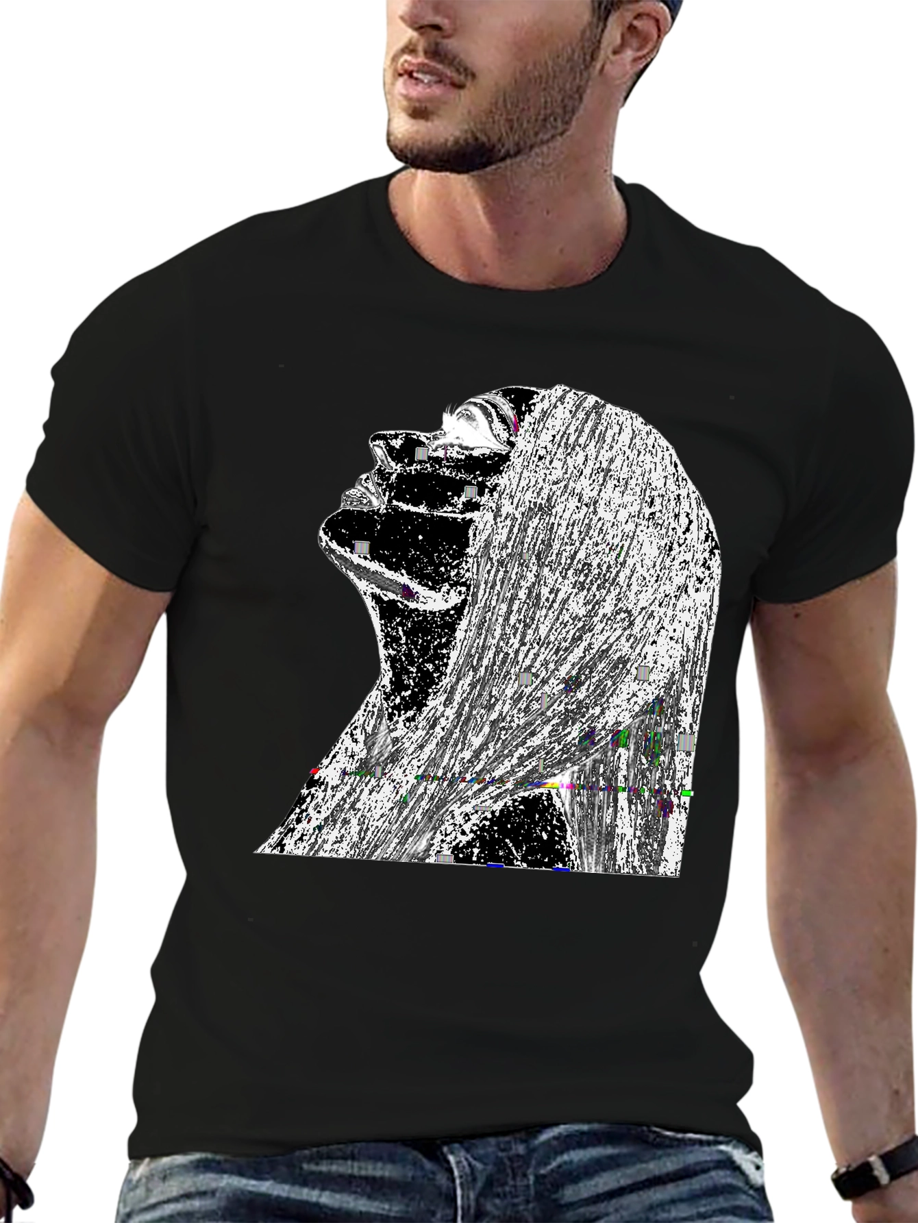 Abstract Woman Graphic Black T-Shirt