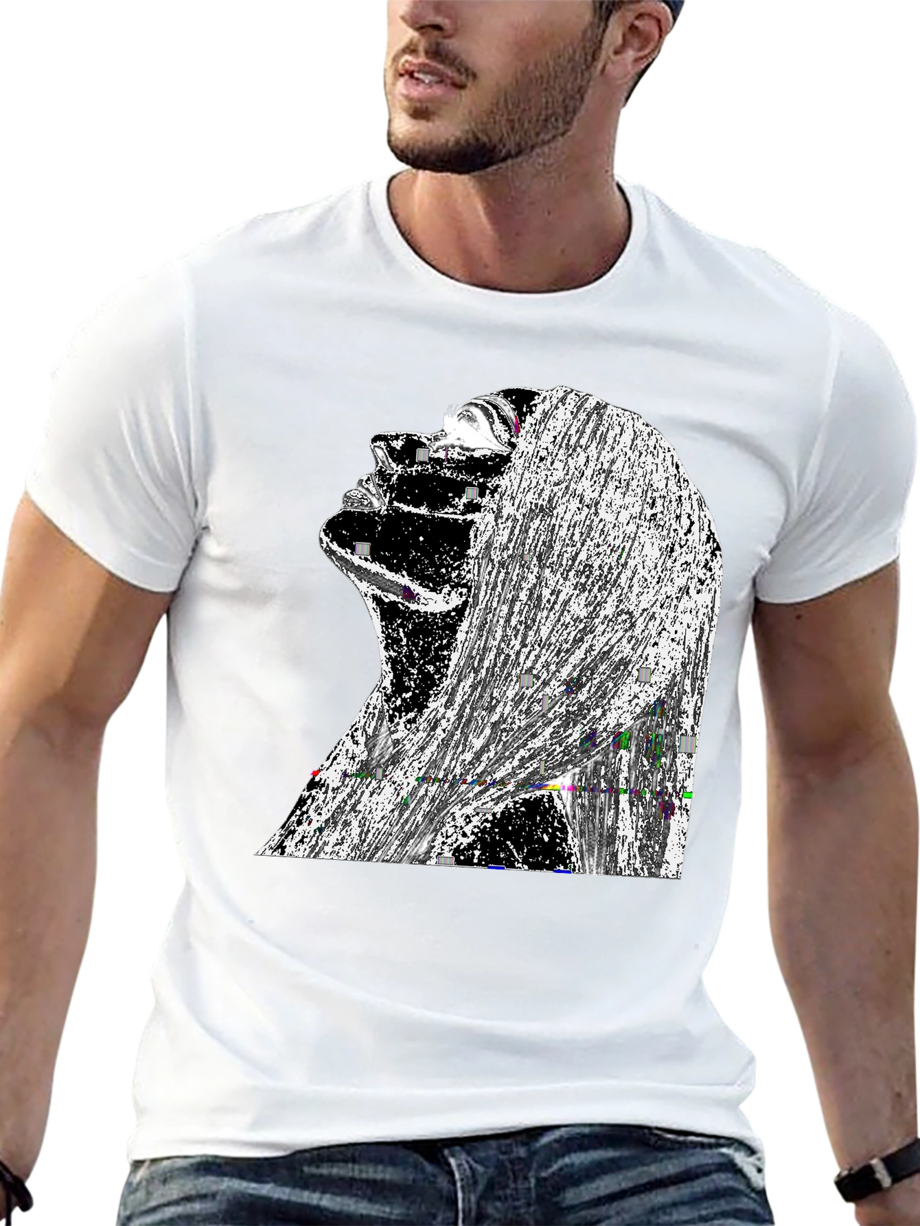Abstract Woman Graphic Black T-Shirt
