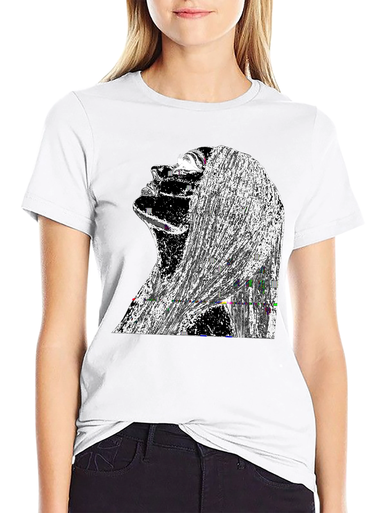 Abstract Woman Graphic Black T-Shirt